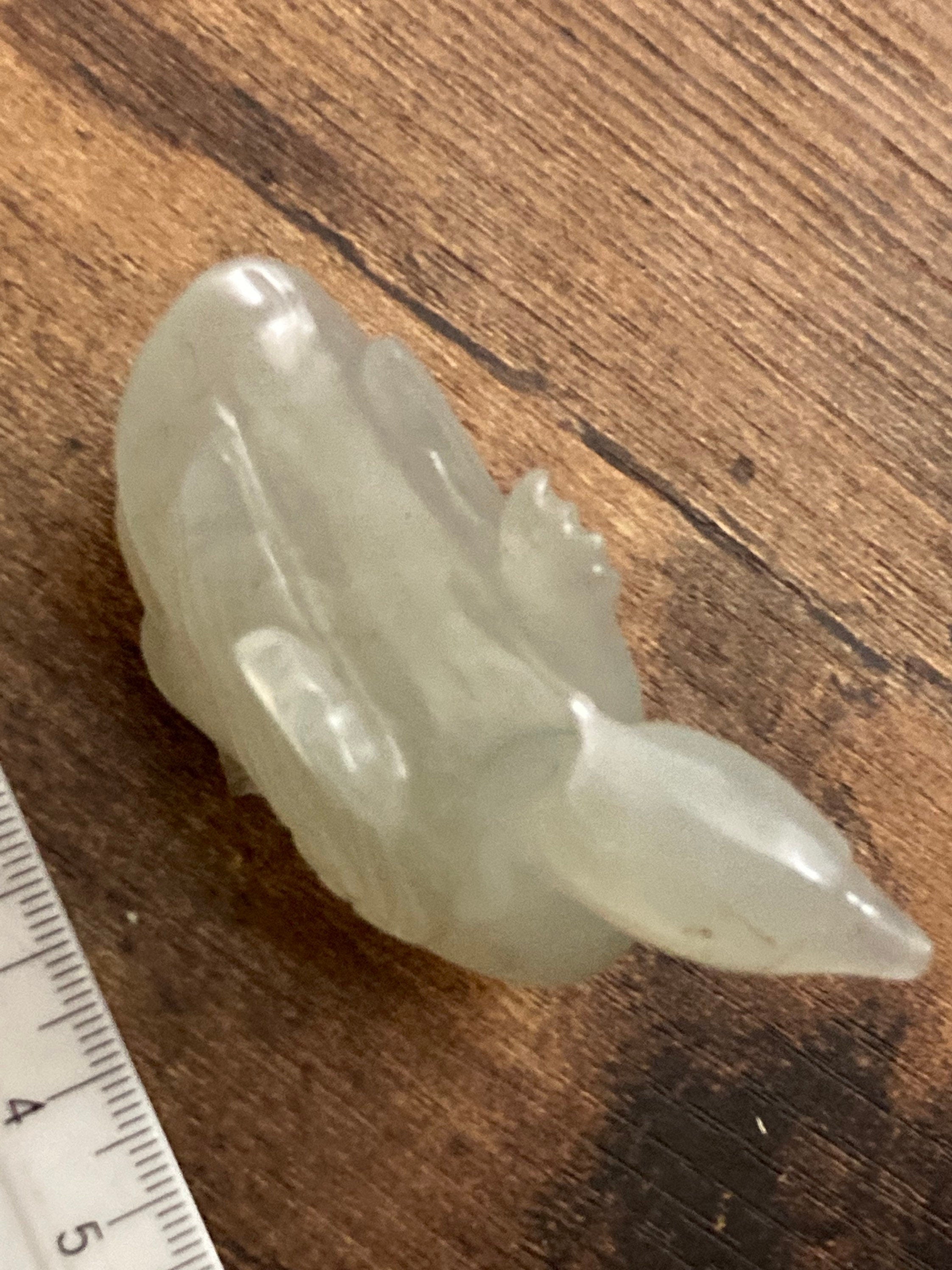 Antique Light green carved jade gemstone figure of a duck