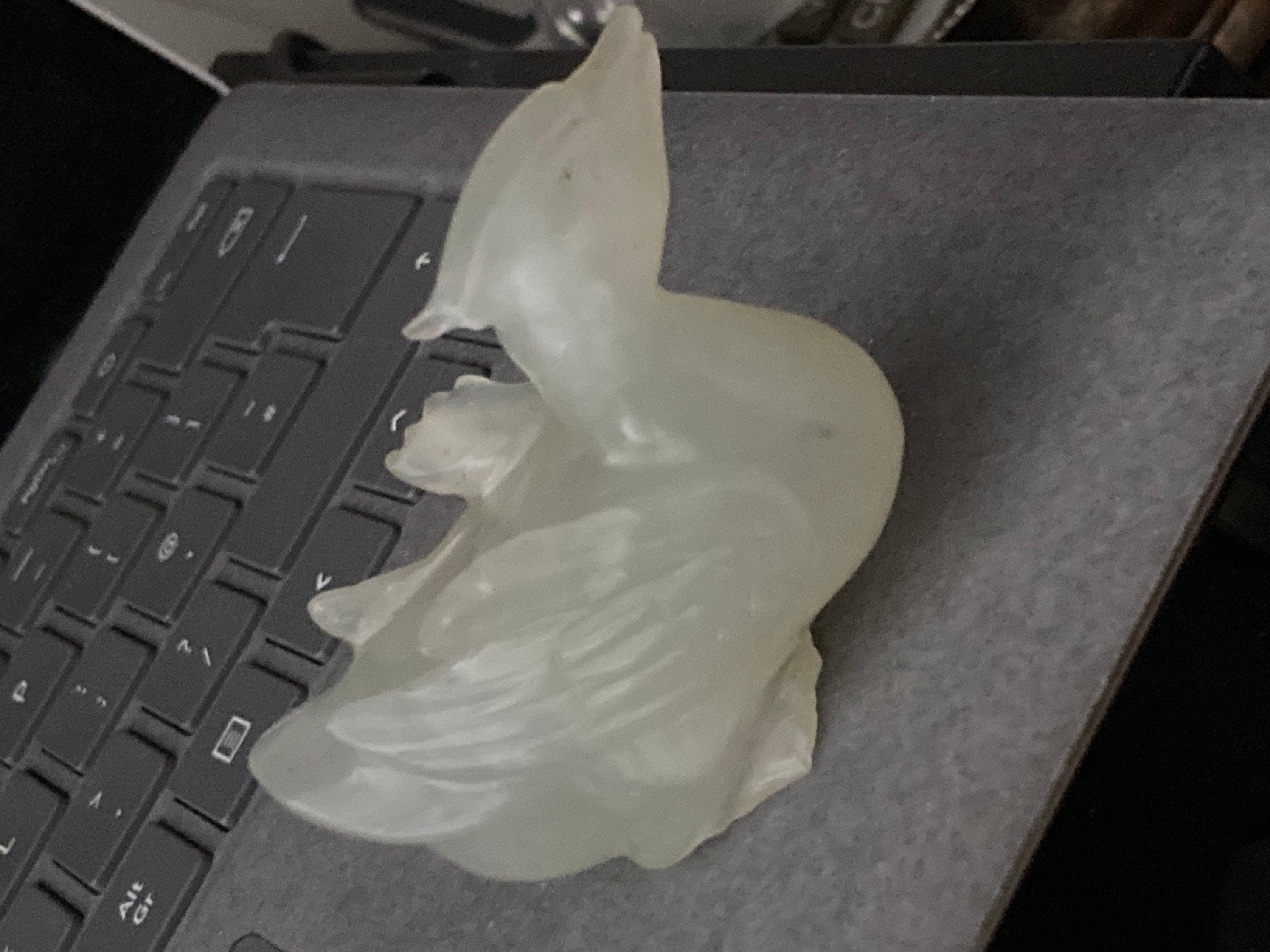 Antique Light green carved jade gemstone figure of a duck