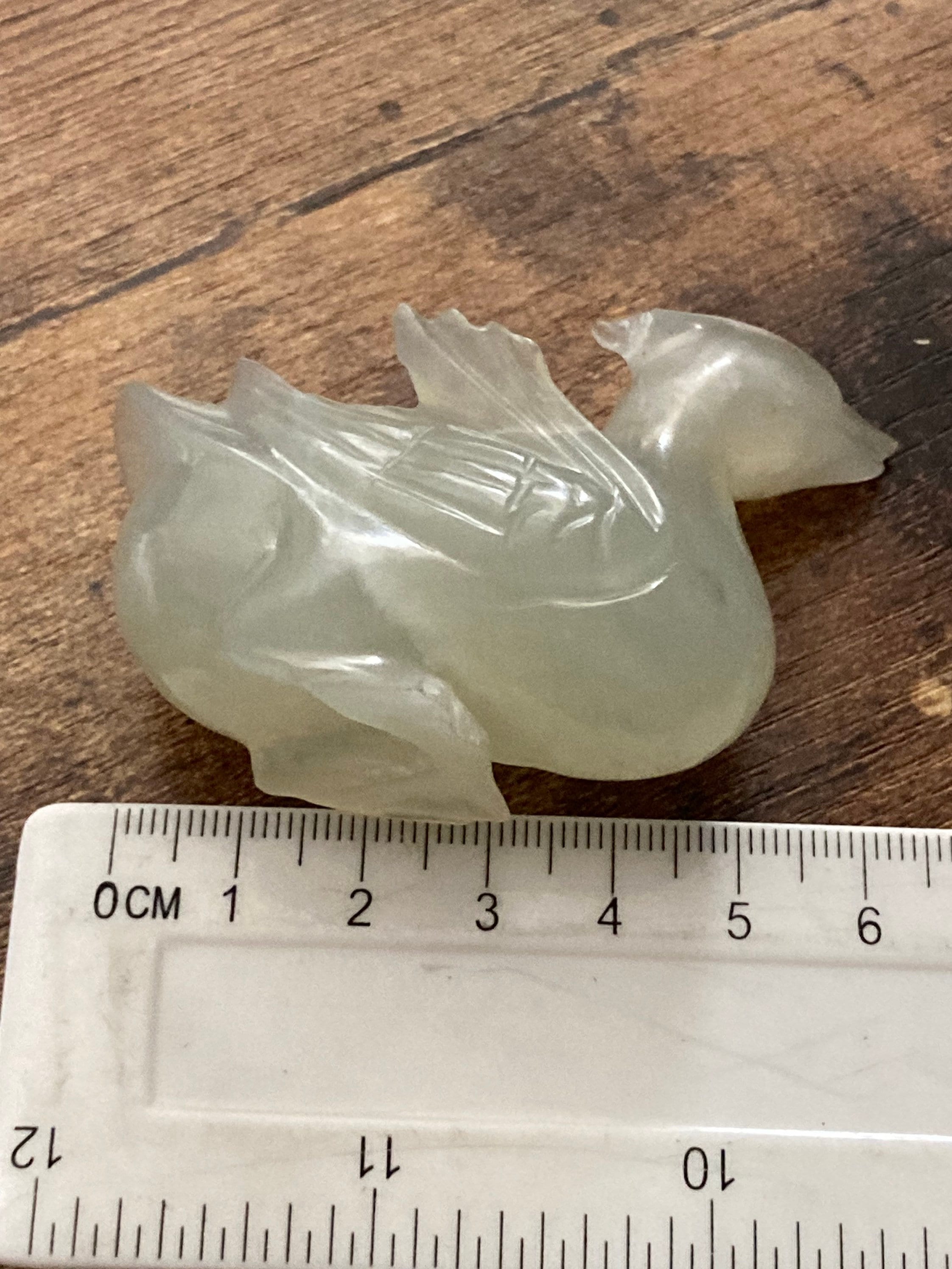 Antique Light green carved jade gemstone figure of a duck