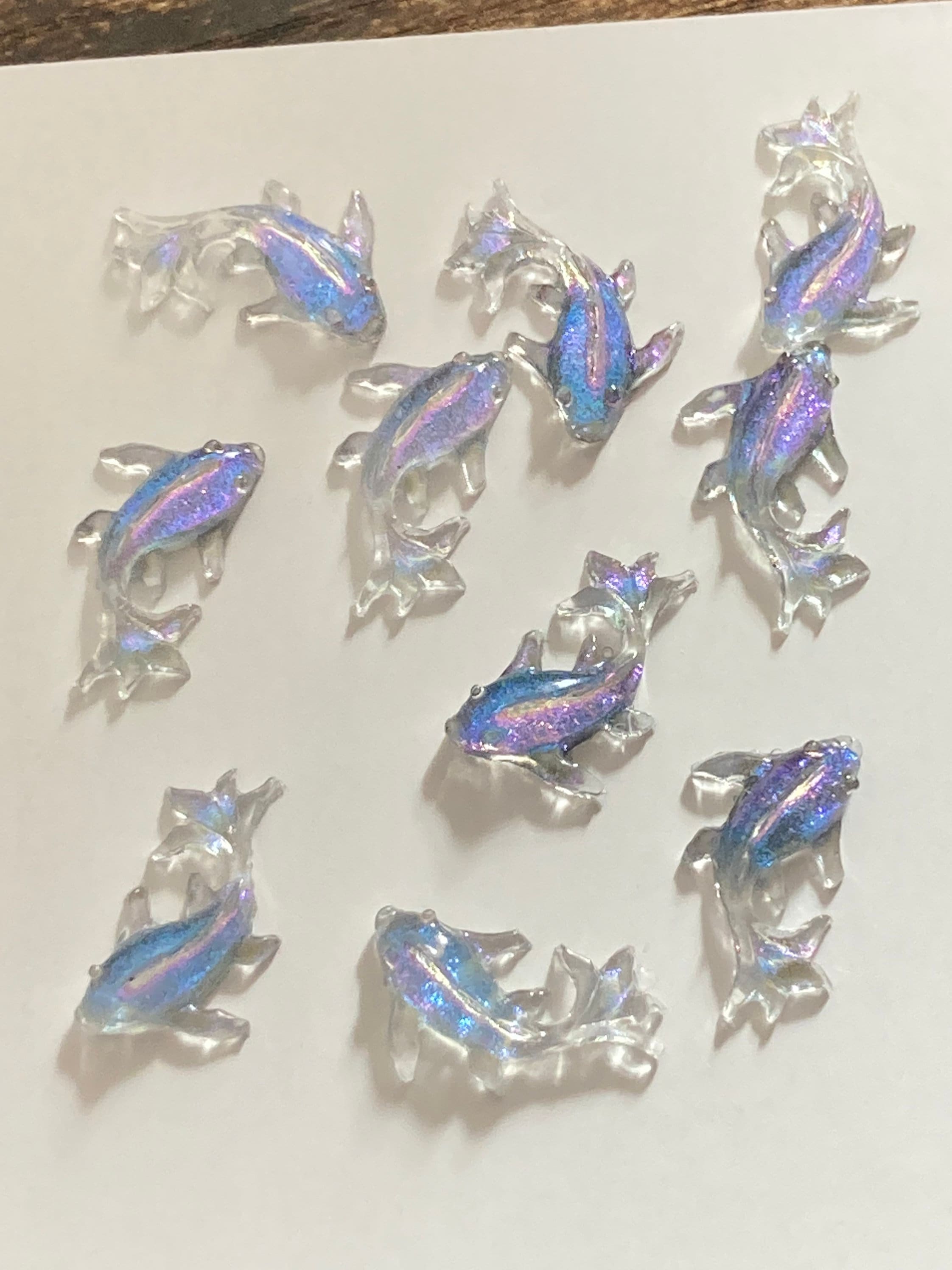 mini BLUE mermaid tail cake topper miniature plastic blue glitter scenery decoration fish