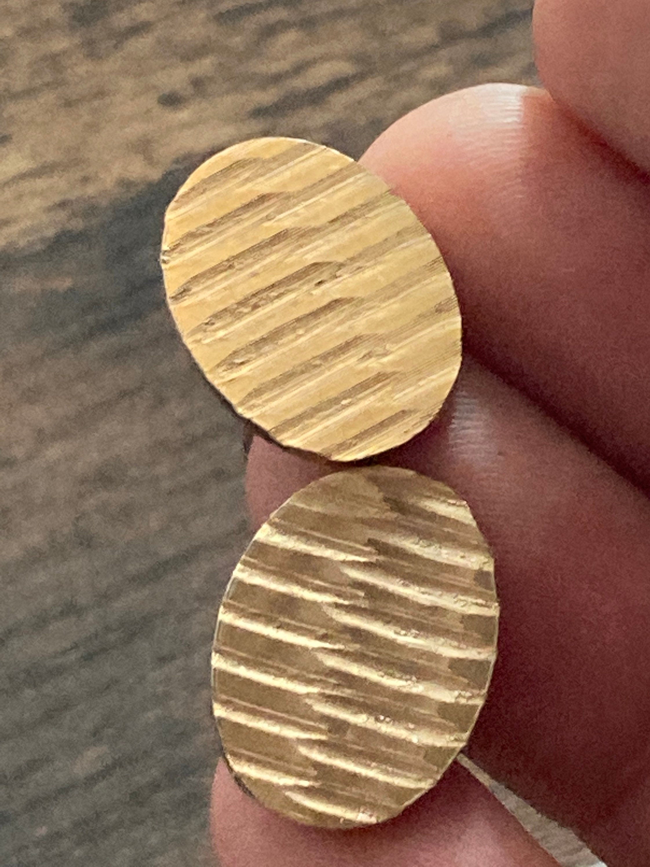 modernist men’s gold tone oval textured plain cufflinks