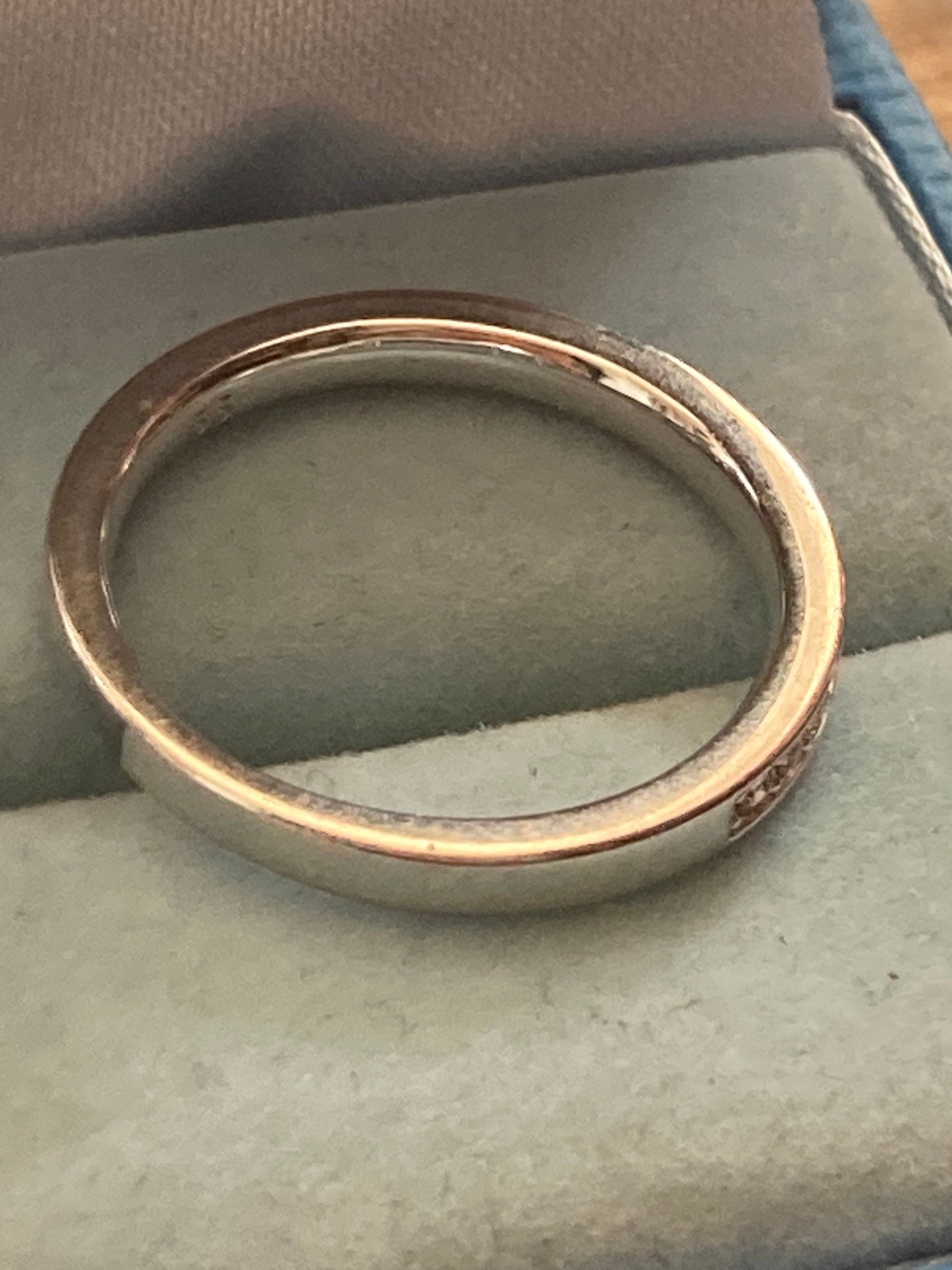 Size N Swarovski crystal silver stacking ring, Swan signed