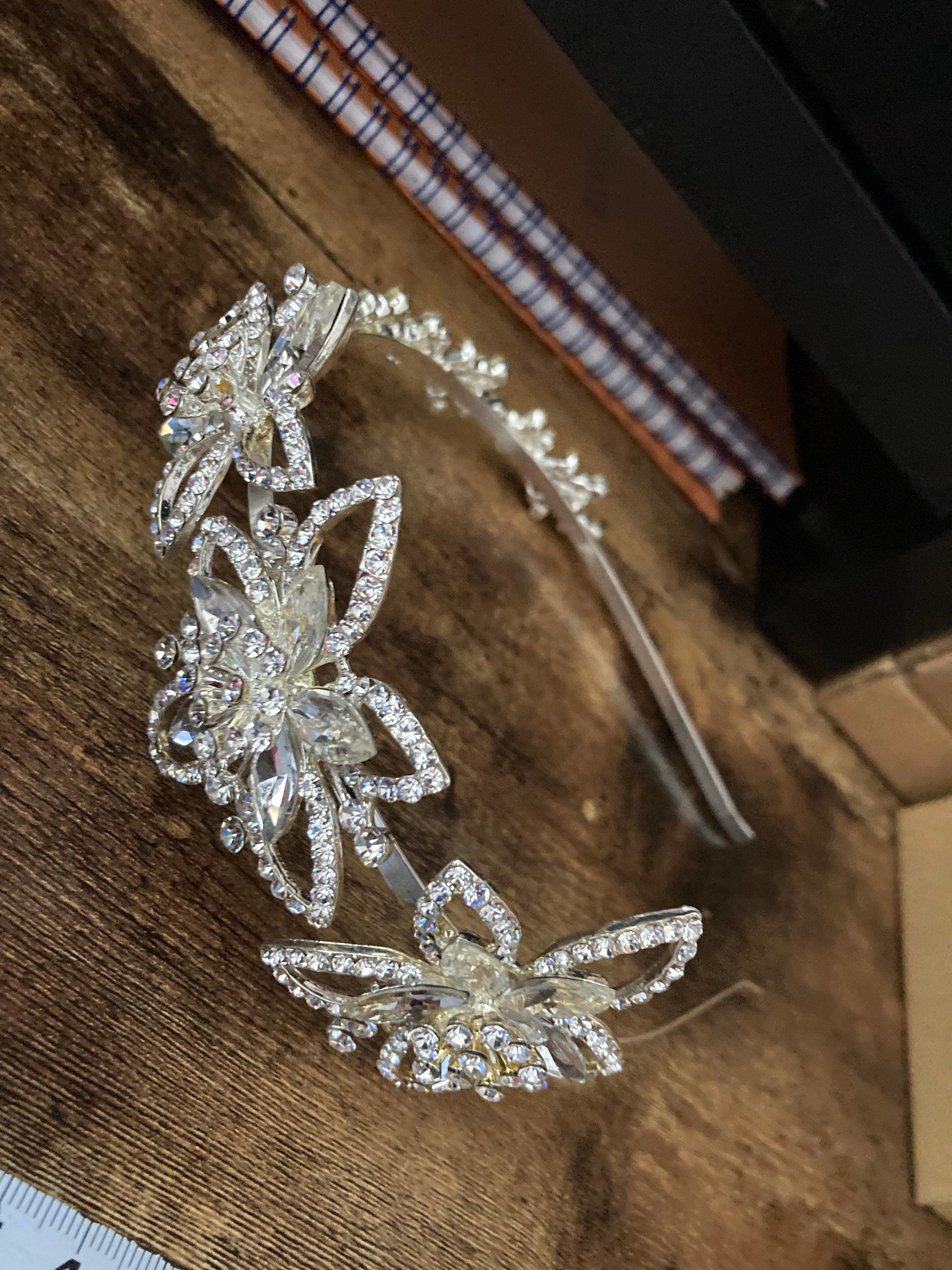silver gilt gold tone clear crystal rhinestone ladies girls tiara