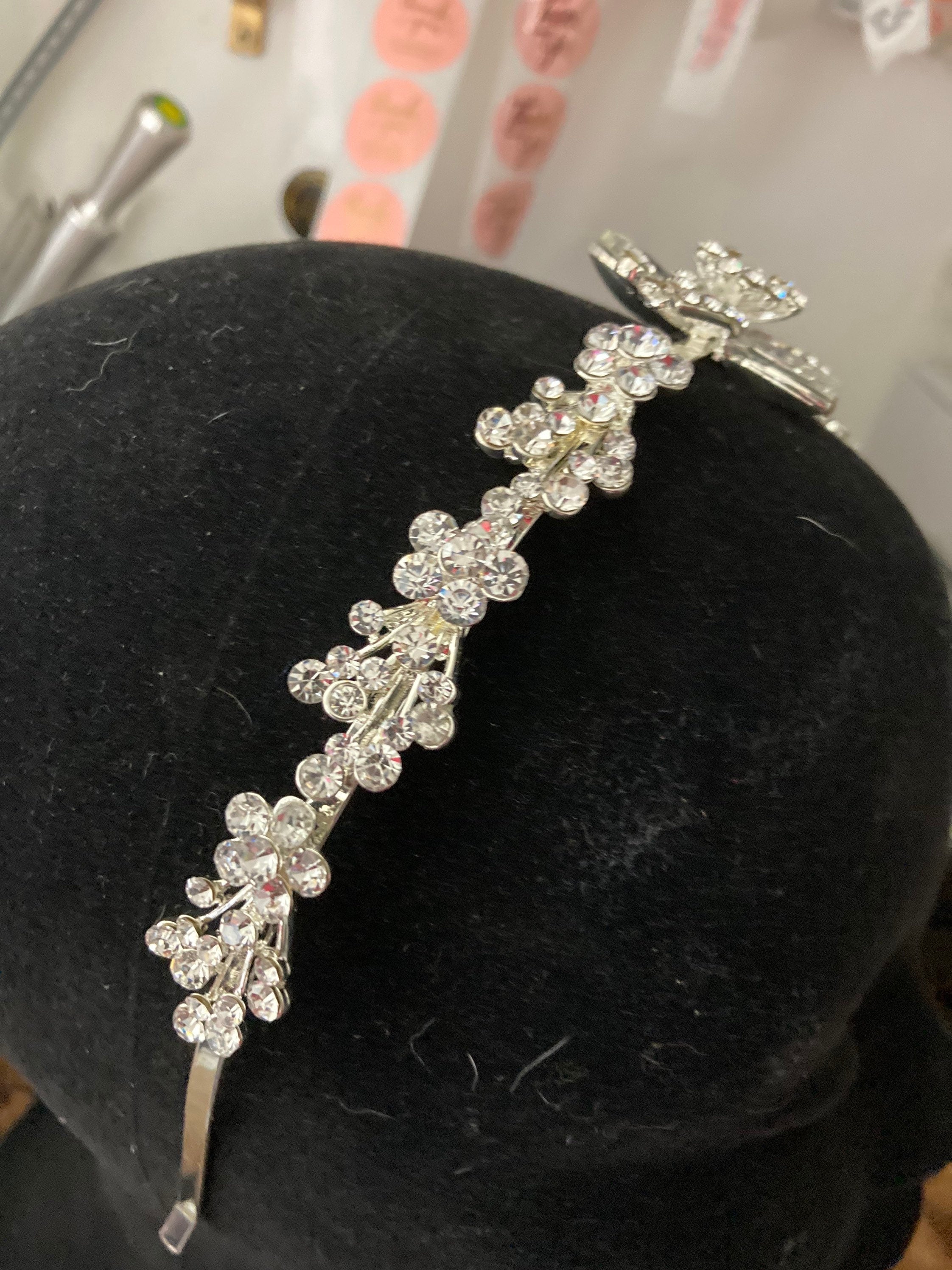 silver gilt gold tone clear crystal rhinestone ladies girls tiara