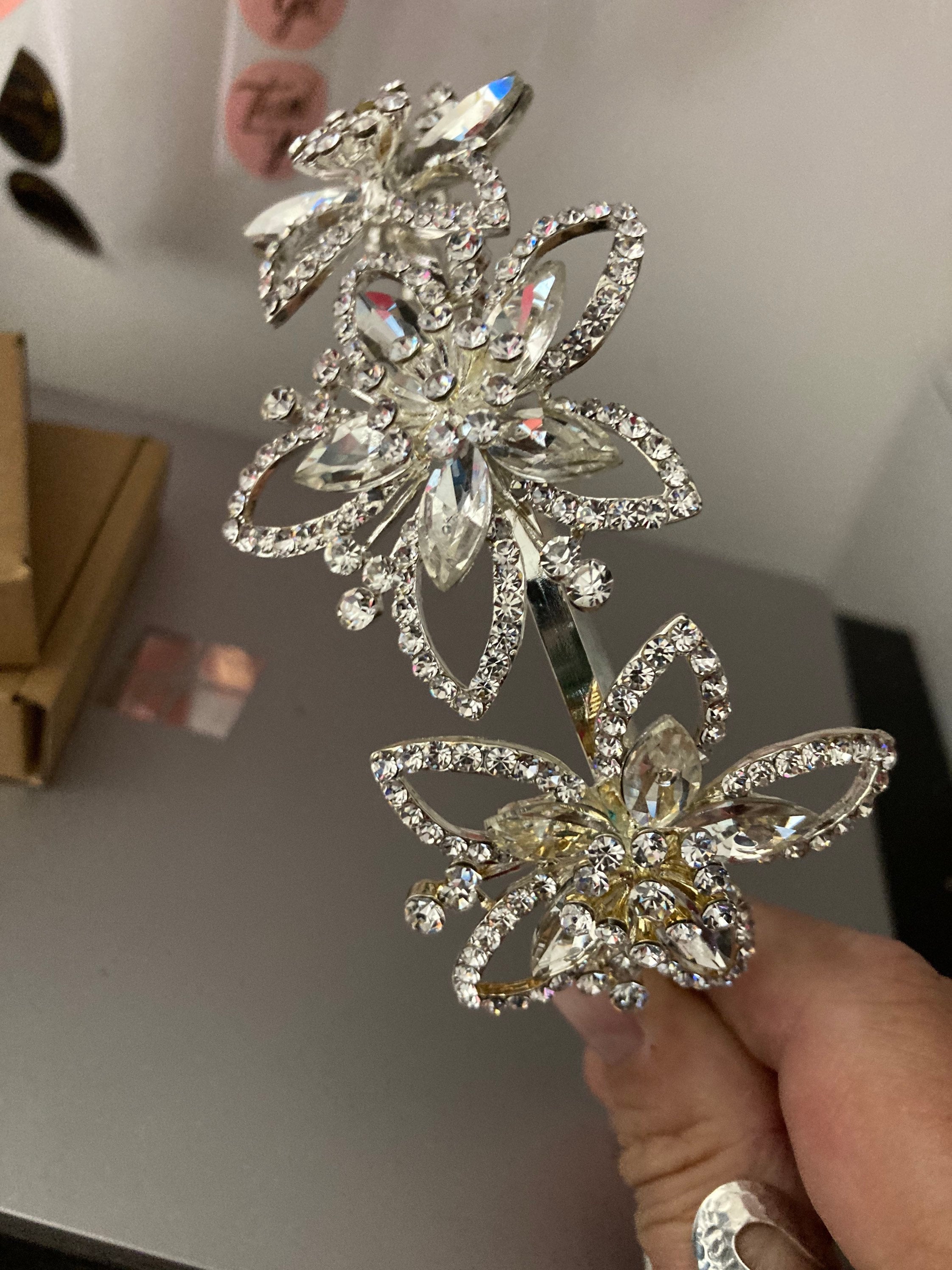 silver gilt gold tone clear crystal rhinestone ladies girls tiara