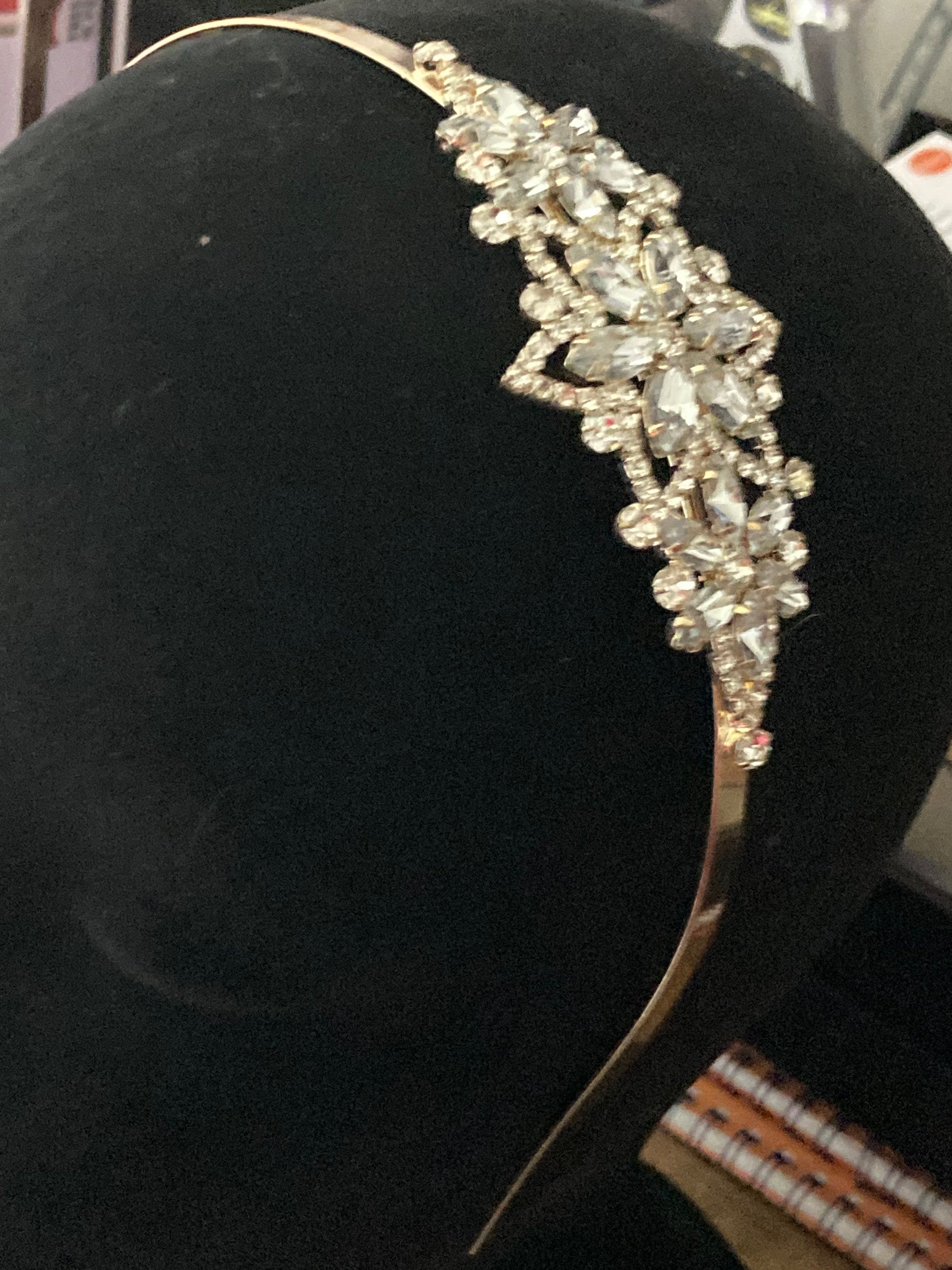 gold tone clear crystal rhinestone ladies girls tiara