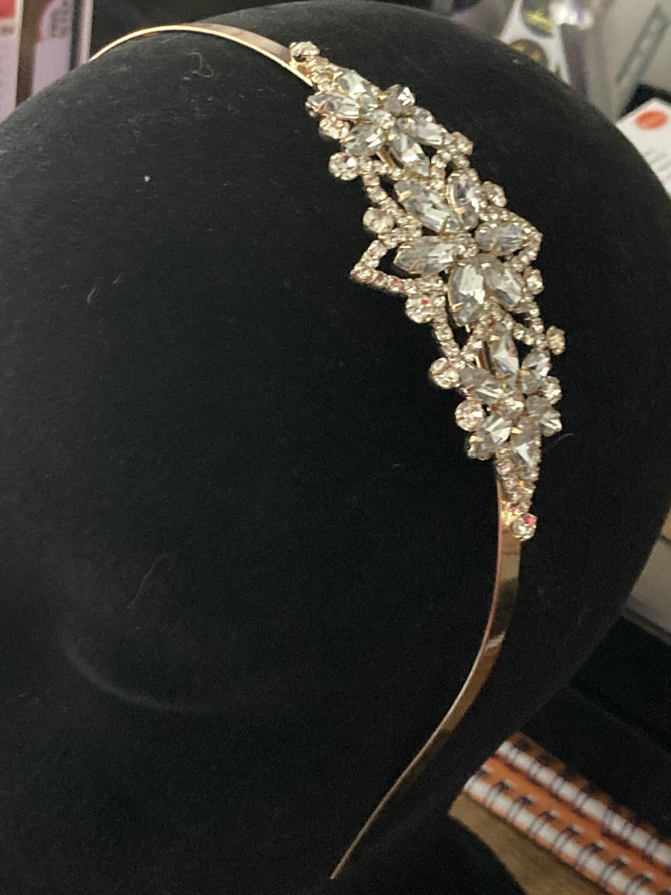 gold tone clear crystal rhinestone ladies girls tiara