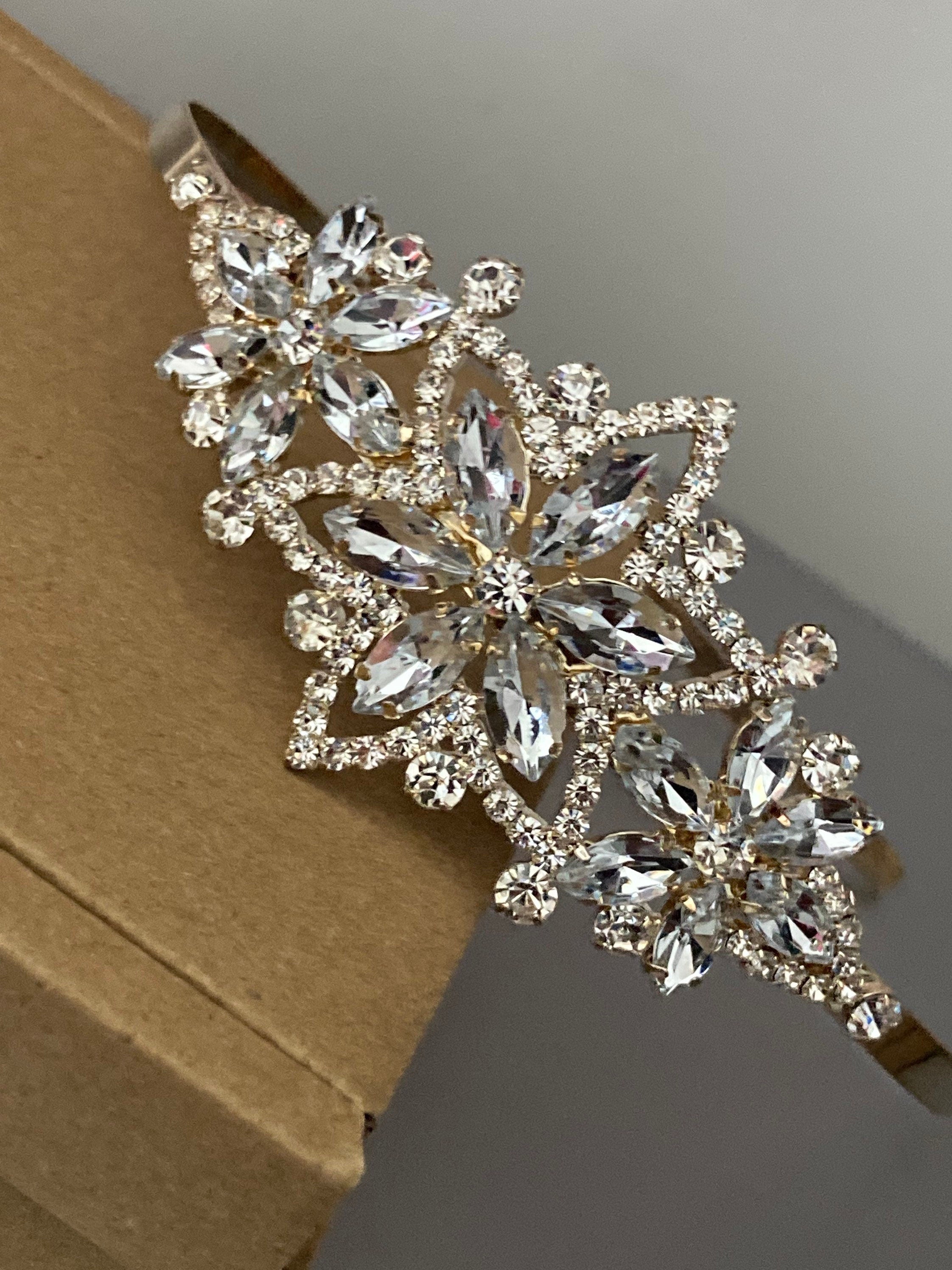 gold tone clear crystal rhinestone ladies girls tiara