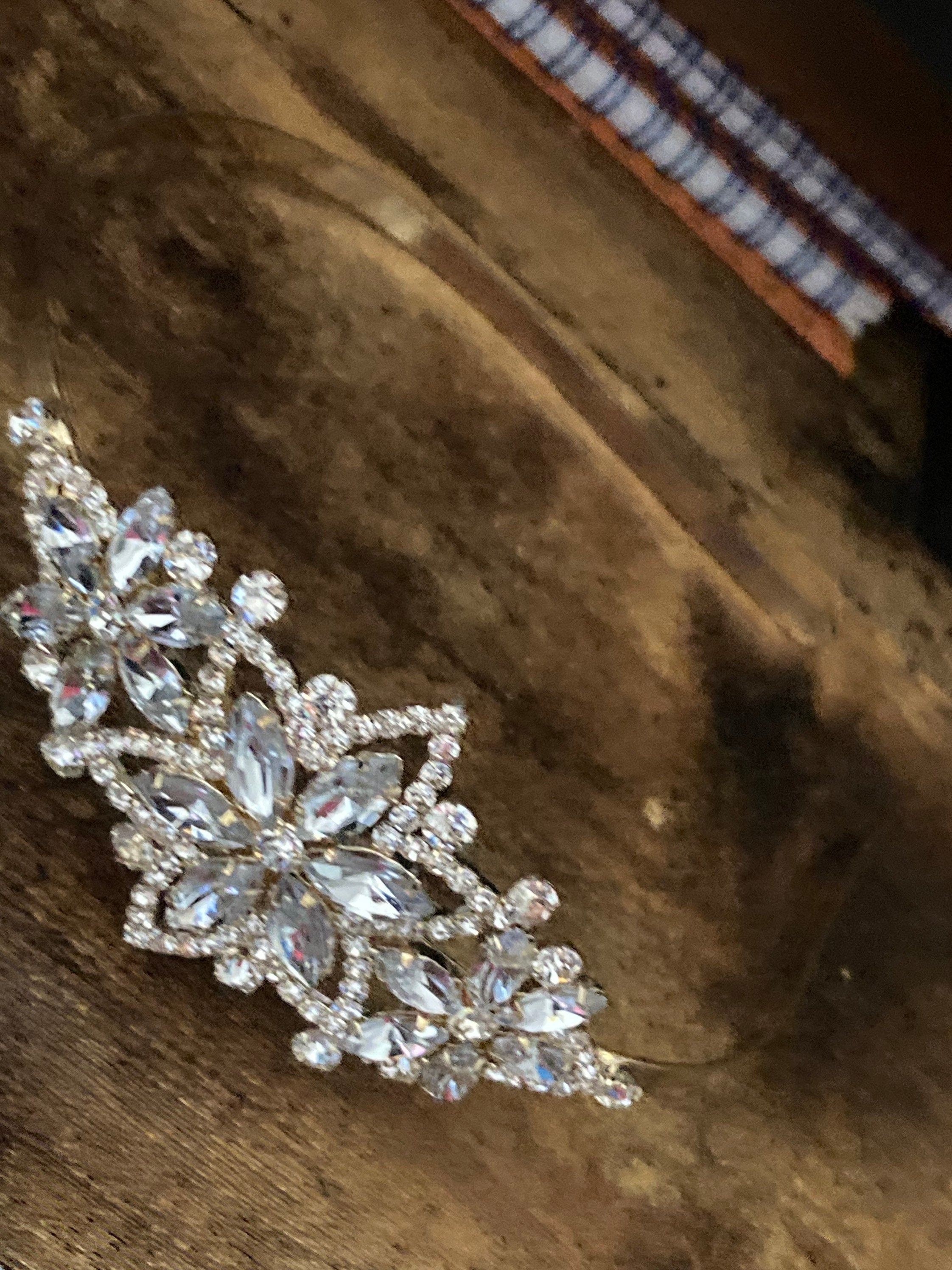 gold tone clear crystal rhinestone ladies girls tiara