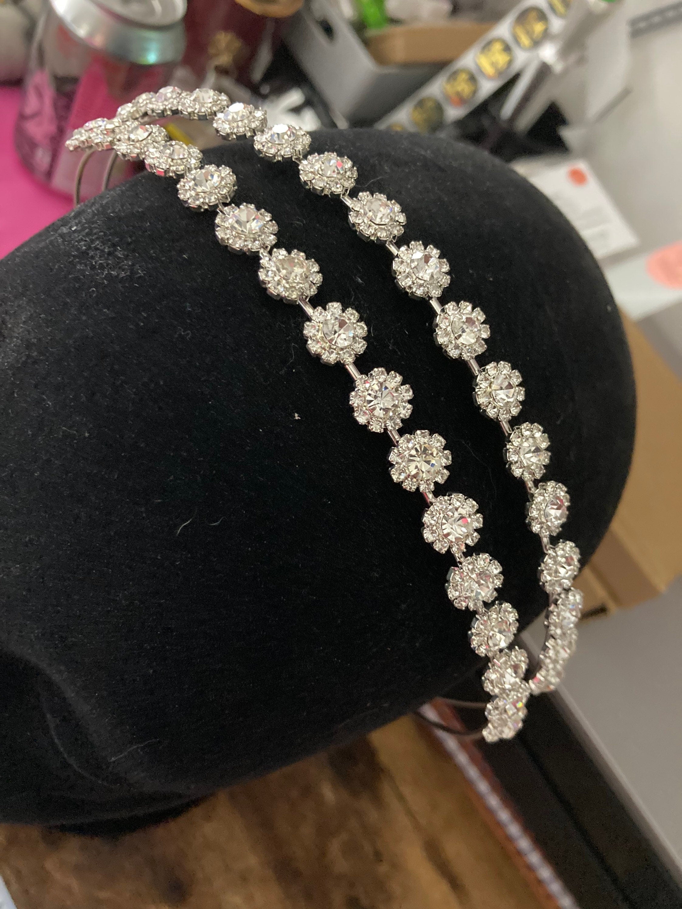 silver tone clear crystal rhinestone ladies girls tiara