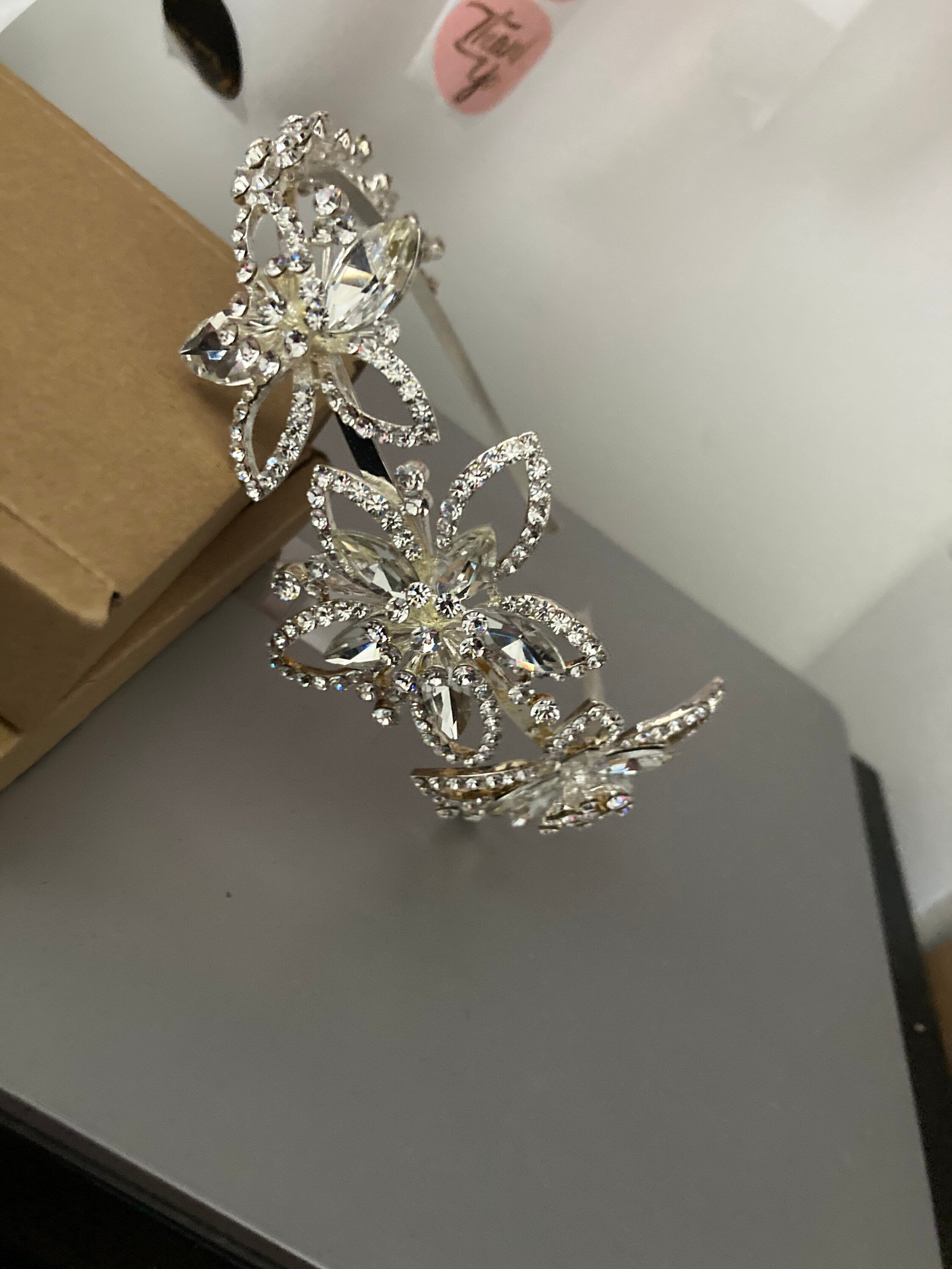 silver gilt gold tone clear crystal rhinestone ladies girls tiara