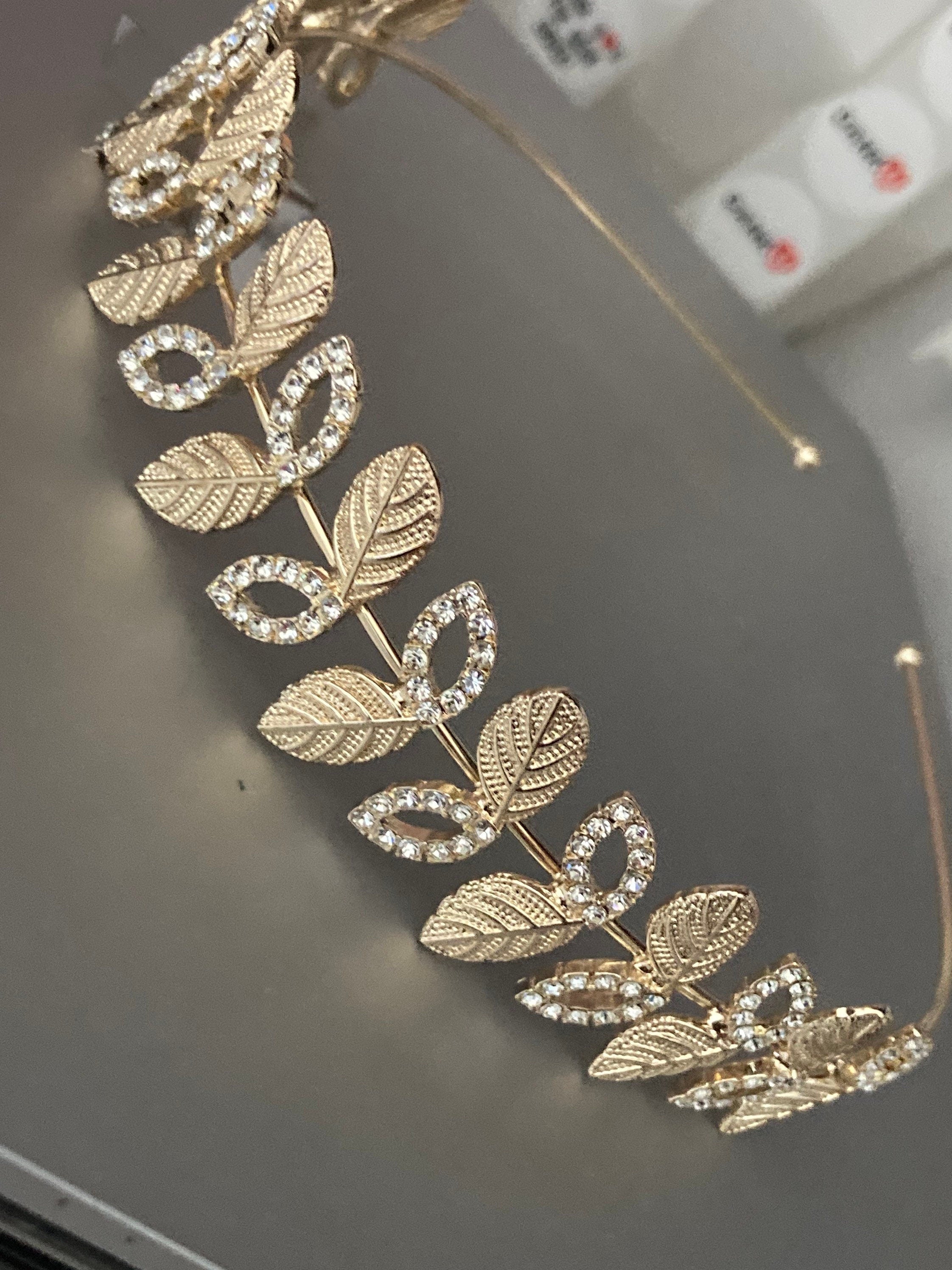 Ladies gold tone diamanté tiara clear crystal rhinestones wedding