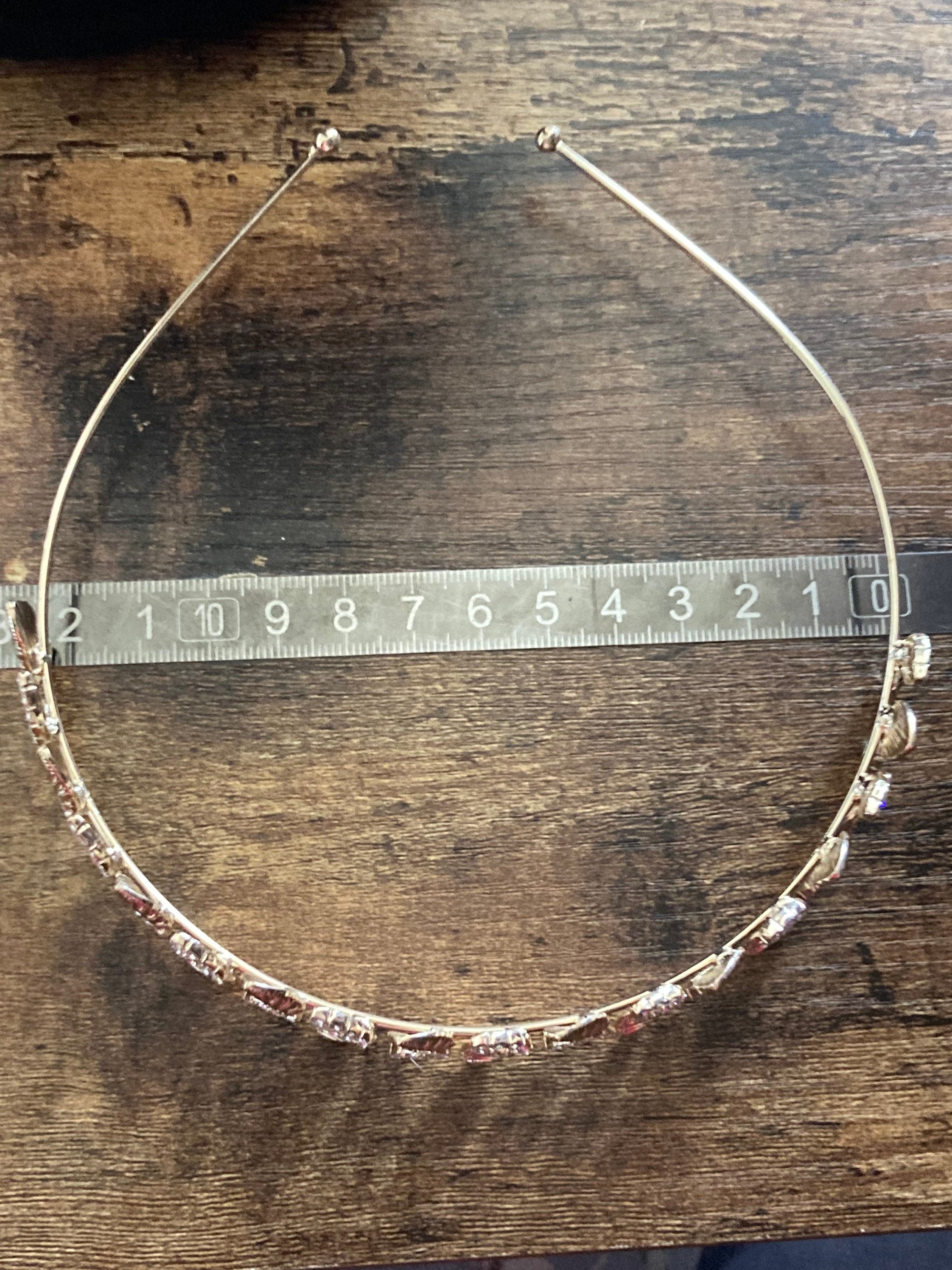 Ladies gold tone diamanté tiara clear crystal rhinestones wedding