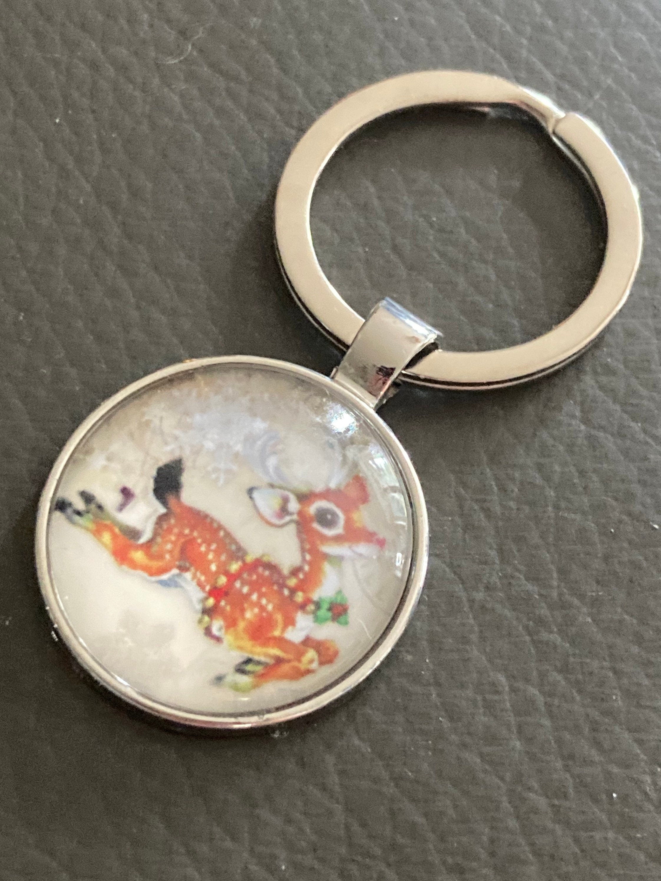 Christmas leaping reindeer keyring stocking filler Xmas presents gift