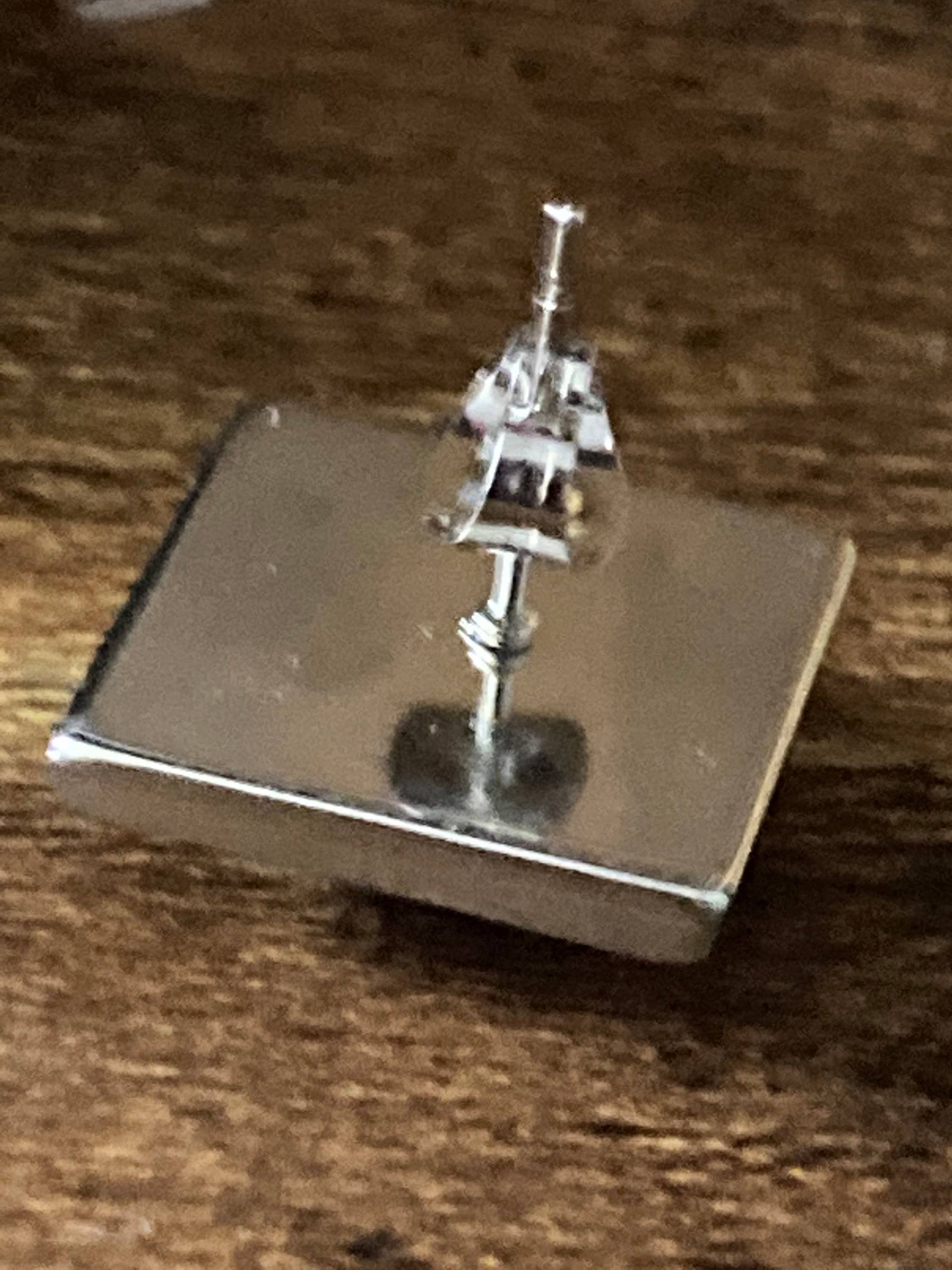 stainless steel square glass tile silver stud earrings art nouveau arts and crafts style