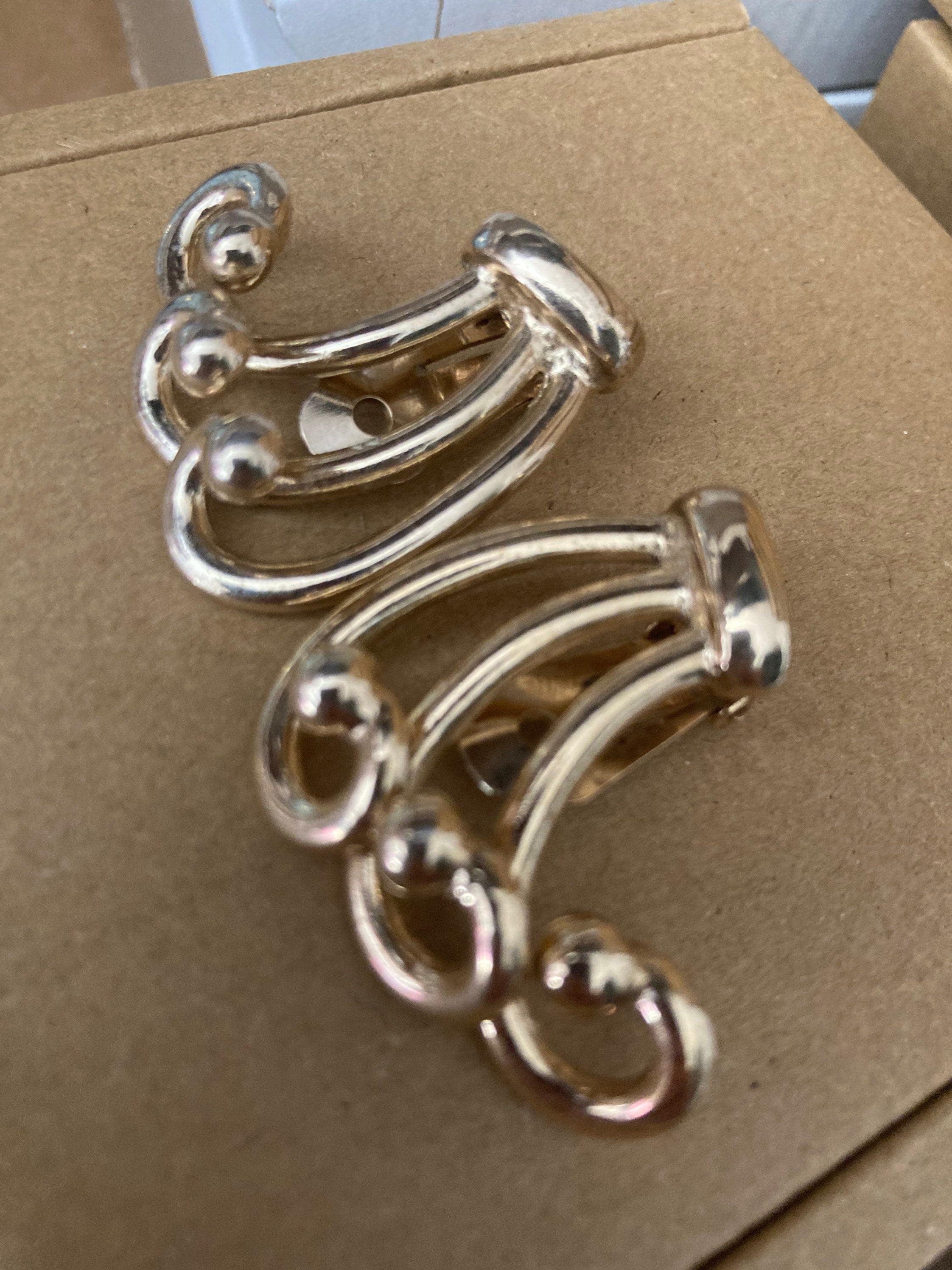 Signed BERGERE French pair of Mystery earrings dress shoe clips