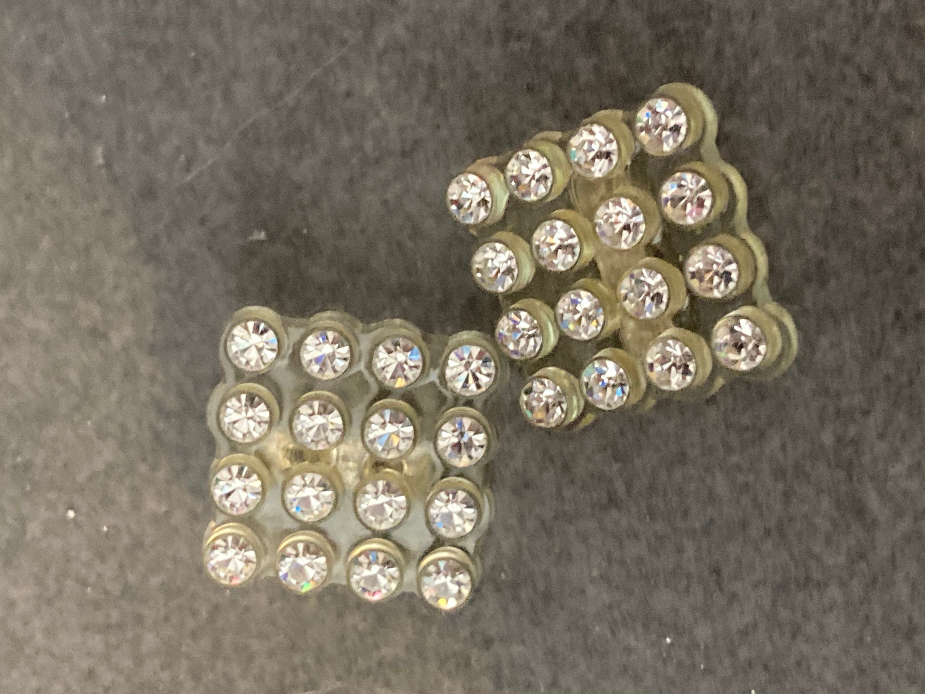 Celluloid square plastic shoe clips, vintage diamanté