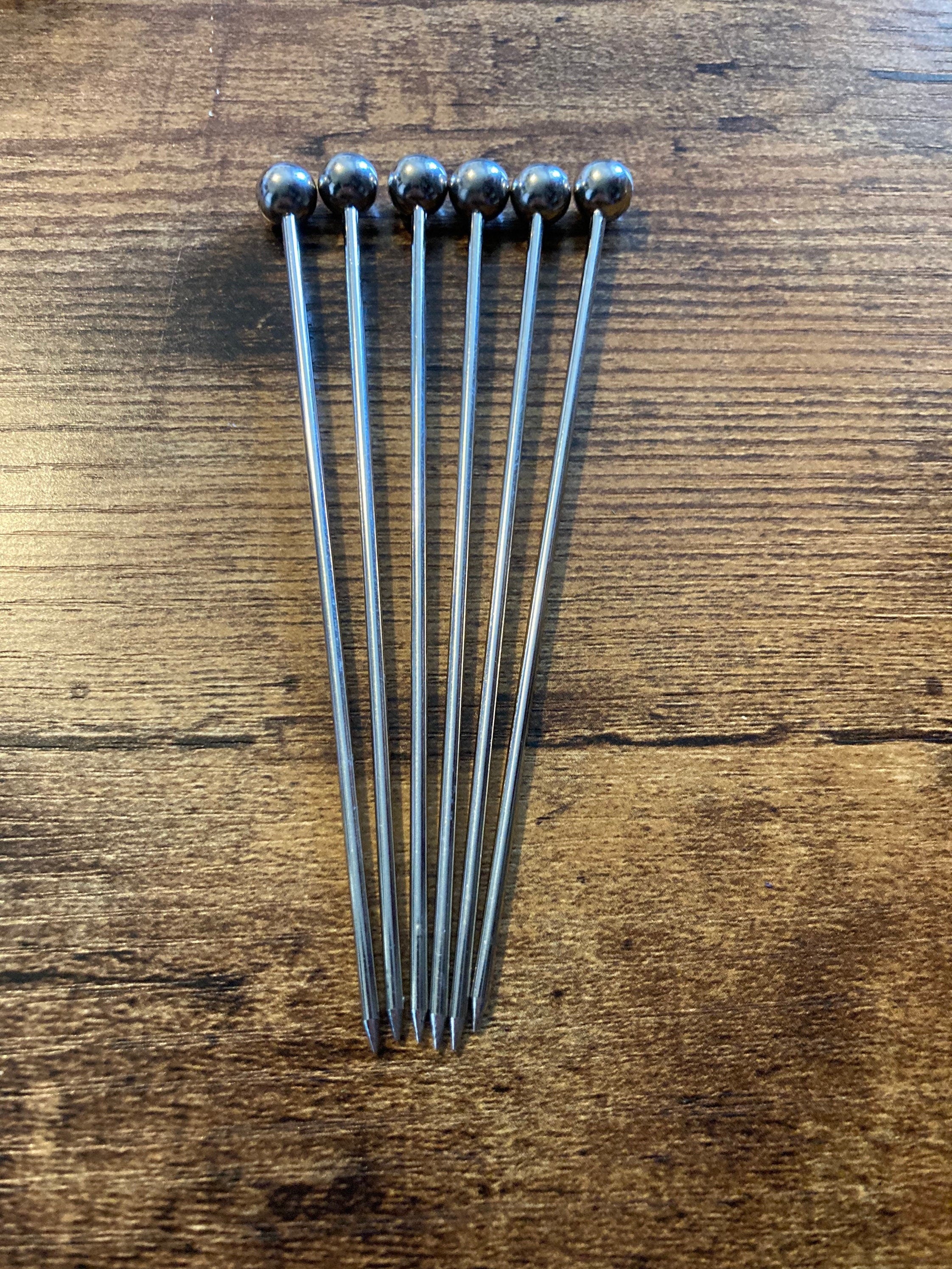 Stainless Steel Cocktail Picks: Vintage Bar Cherry & Olive Skewers (Set of 6)