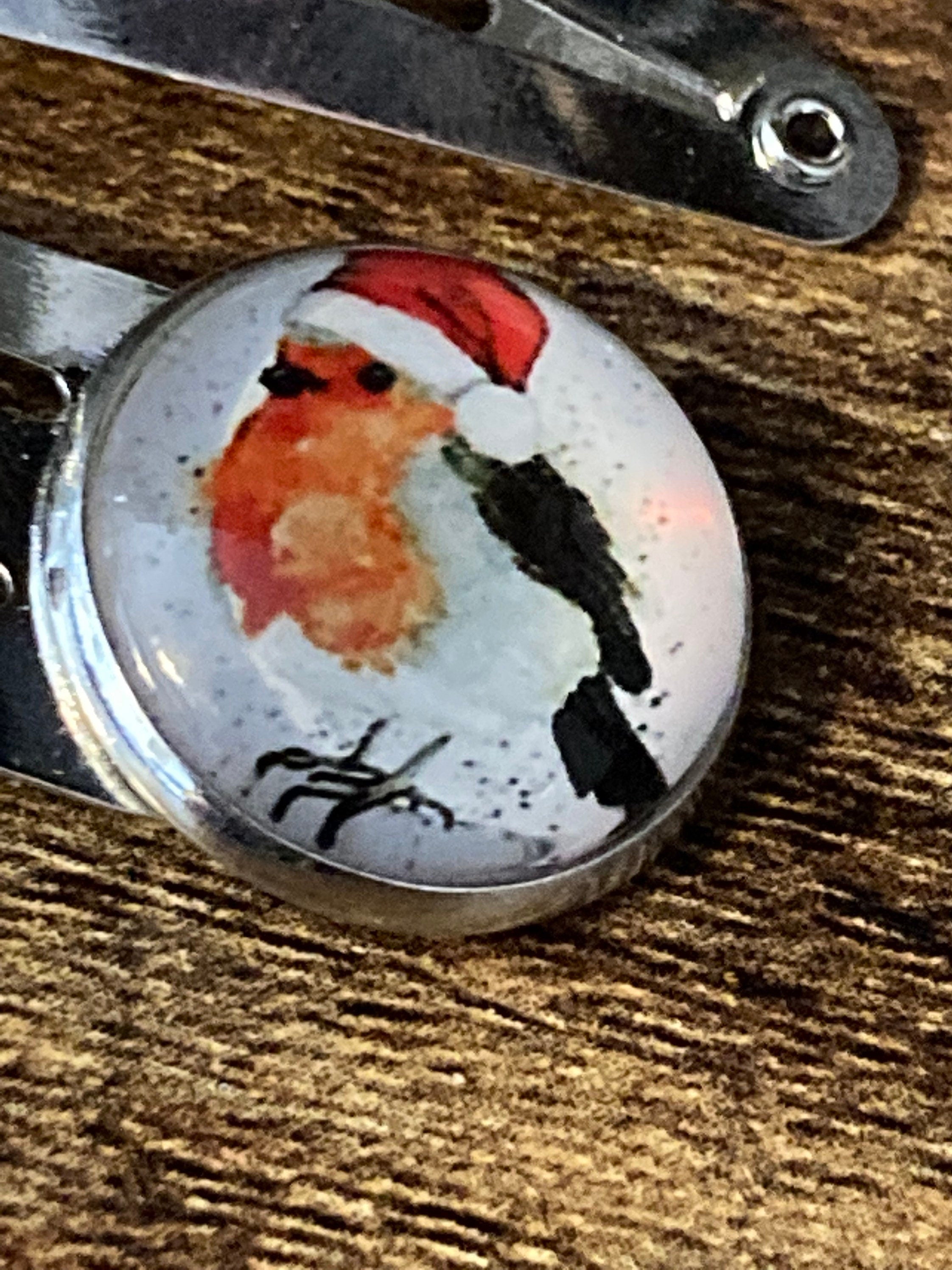Pair of silver Christmas robin hair slides hair grips