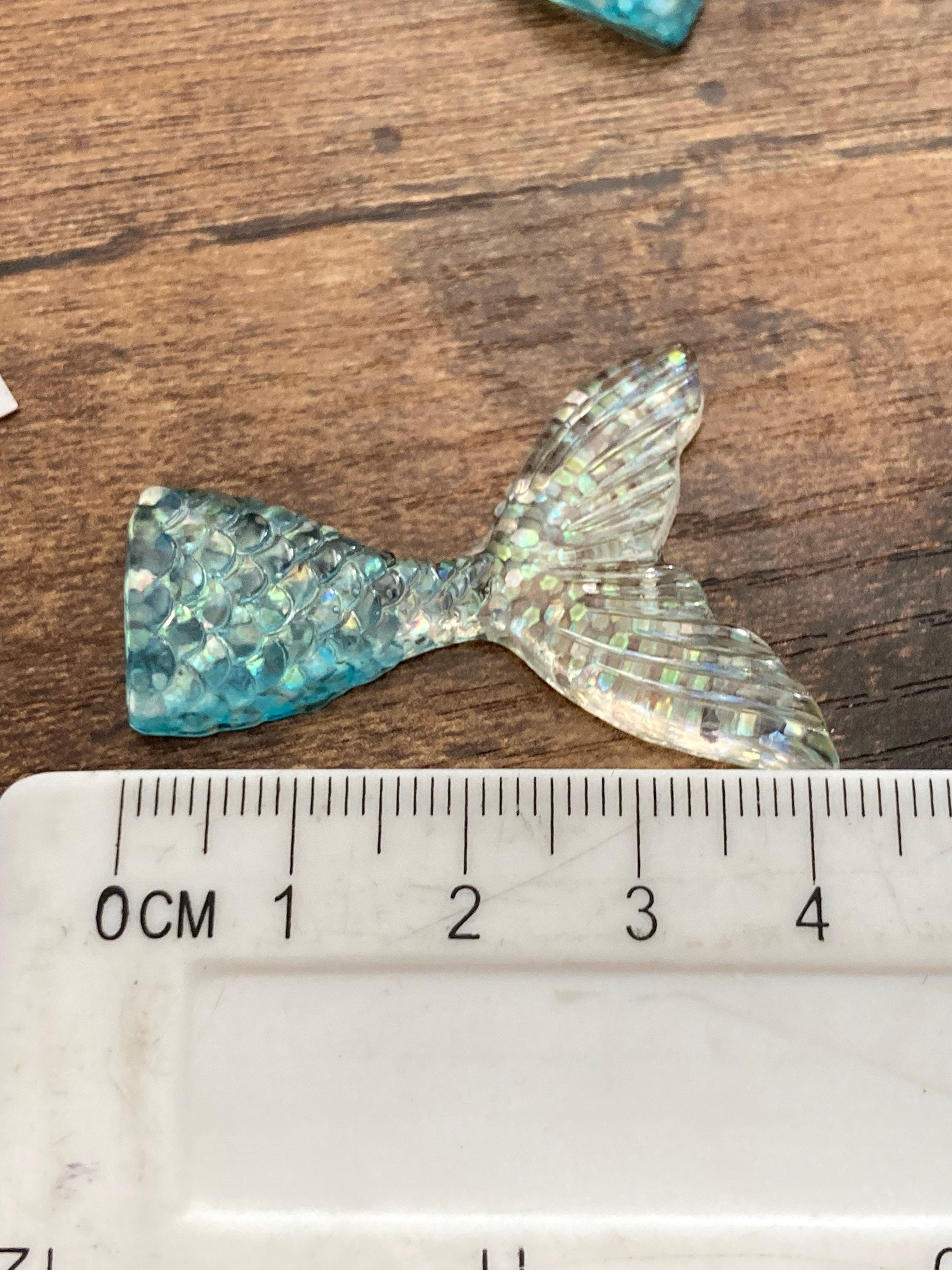 mini BLUE mermaid tail cake topper miniature plastic blue glitter scenery decoration fish