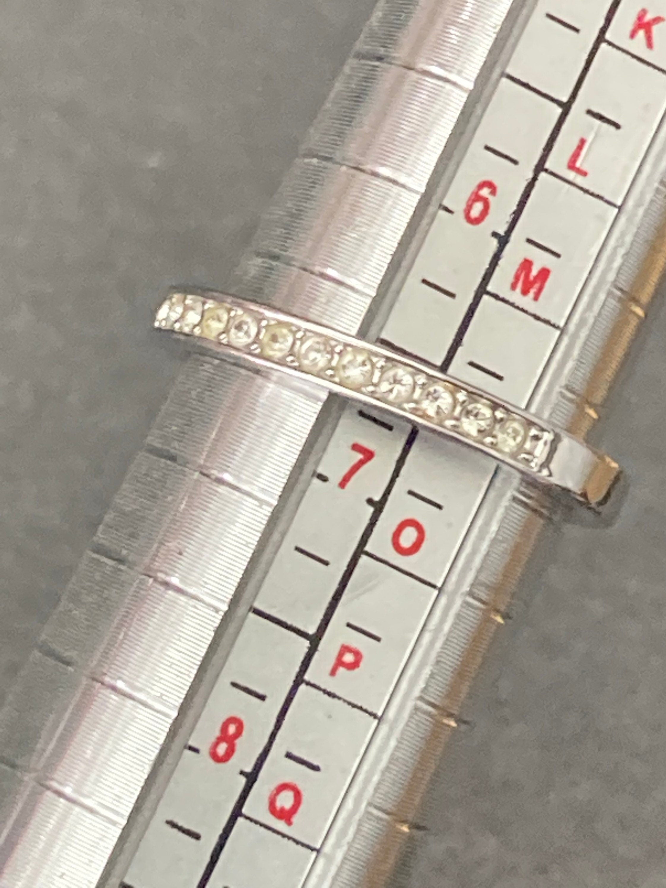 Size N Swarovski crystal silver stacking ring, Swan signed