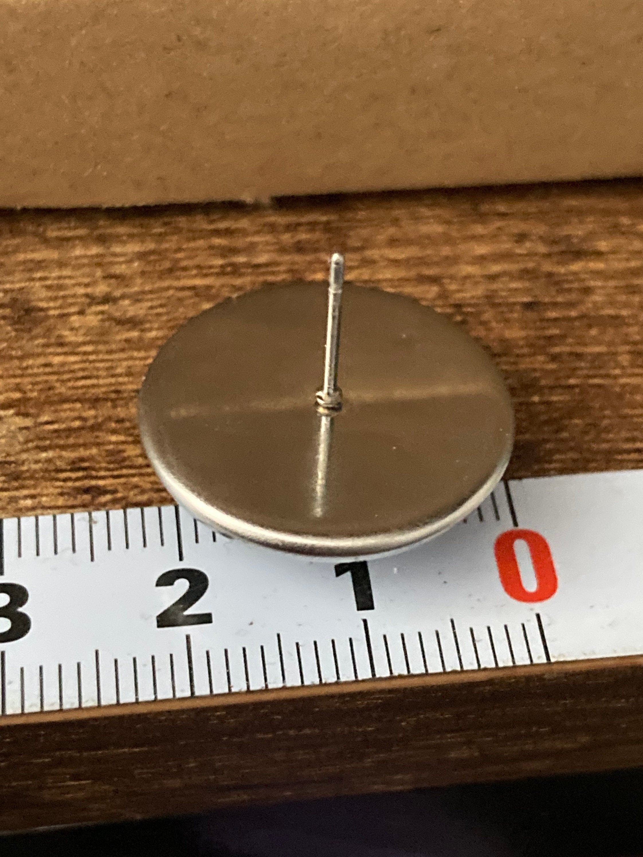 blue and white earrings floral print round glass stainless steel studs