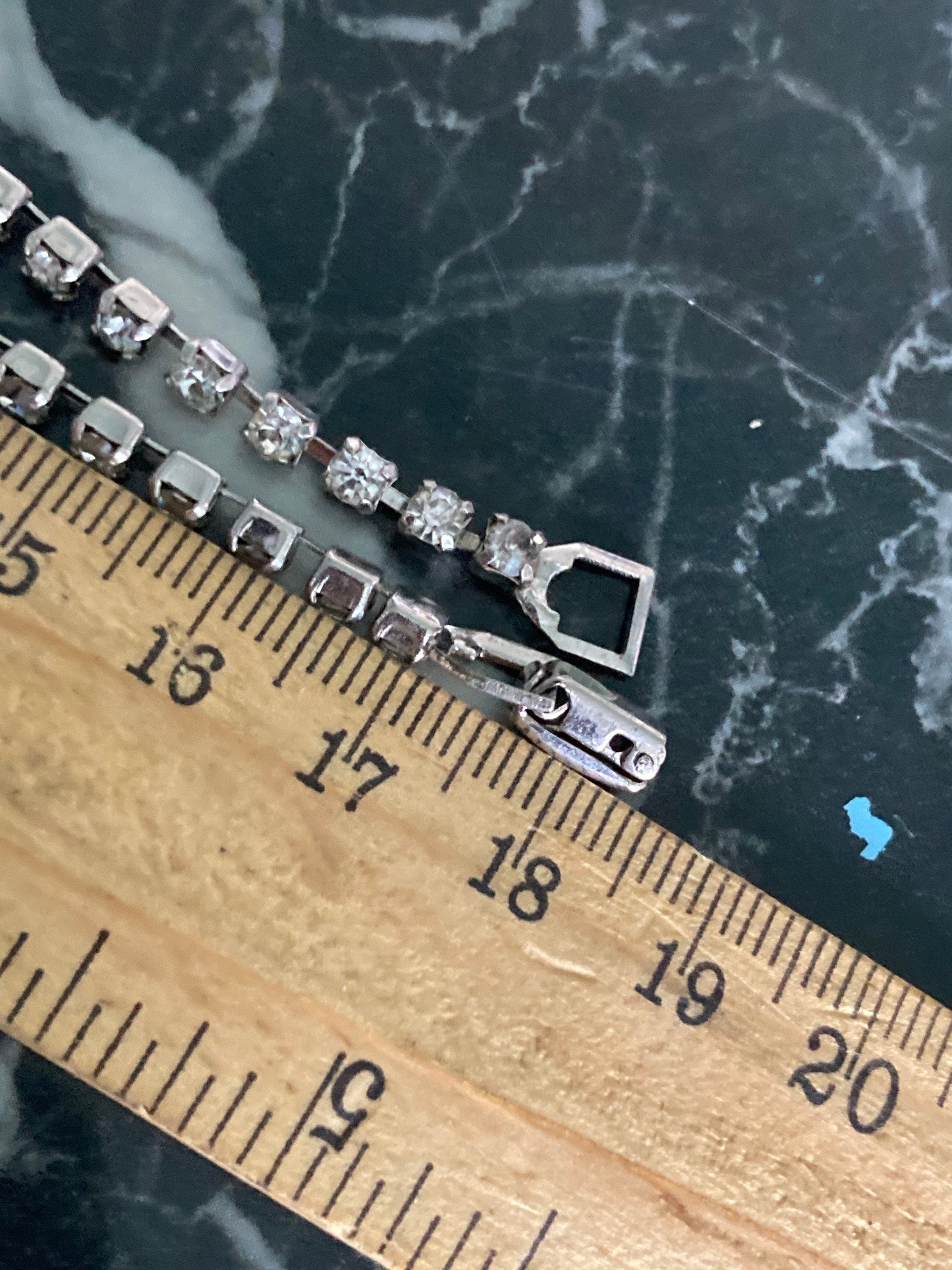 Vintage diamanté rhinestone crystal silver tone necklace