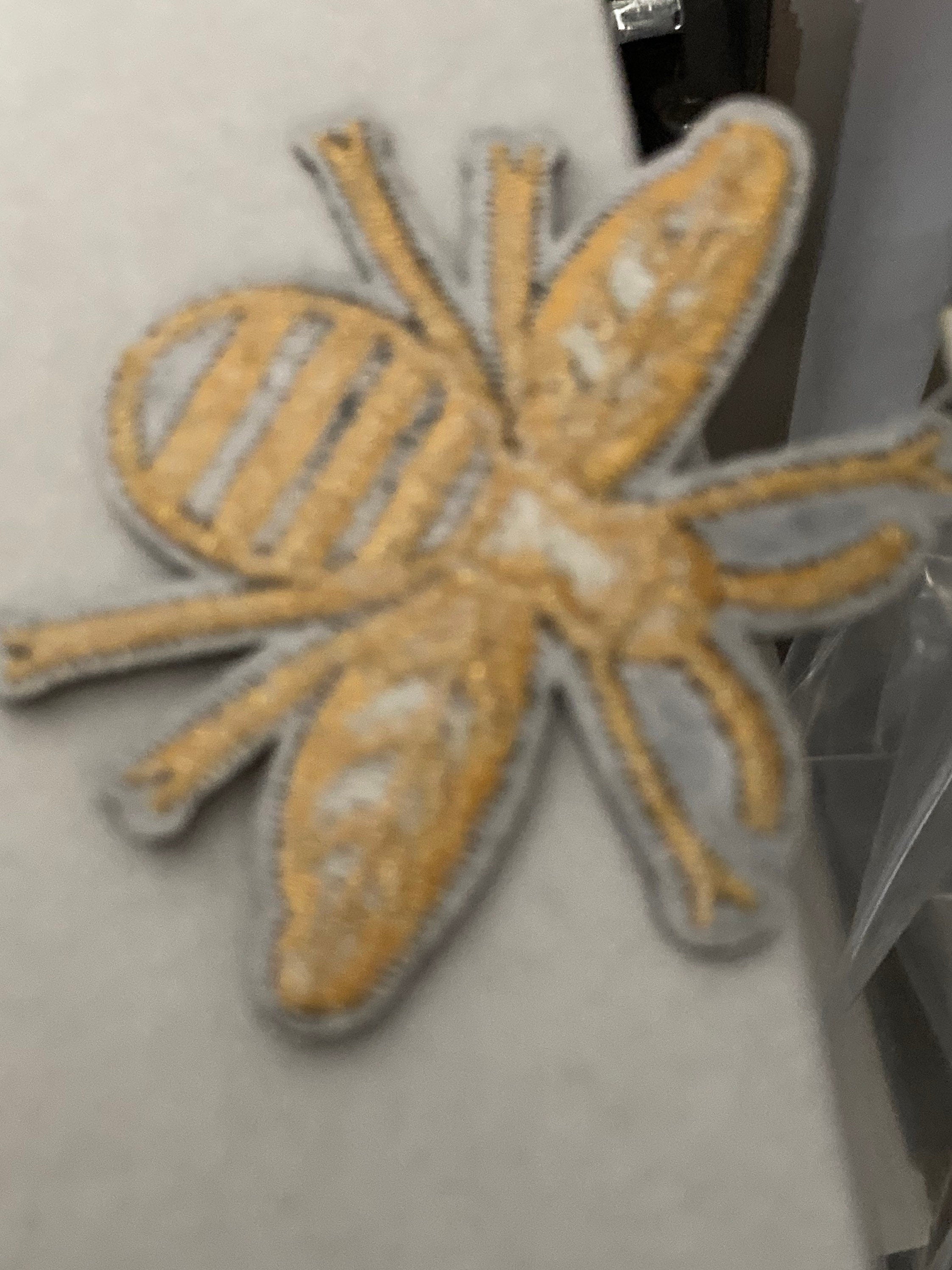 Small Iron On bumble BEE Patch, Black and Gold appliqué craft