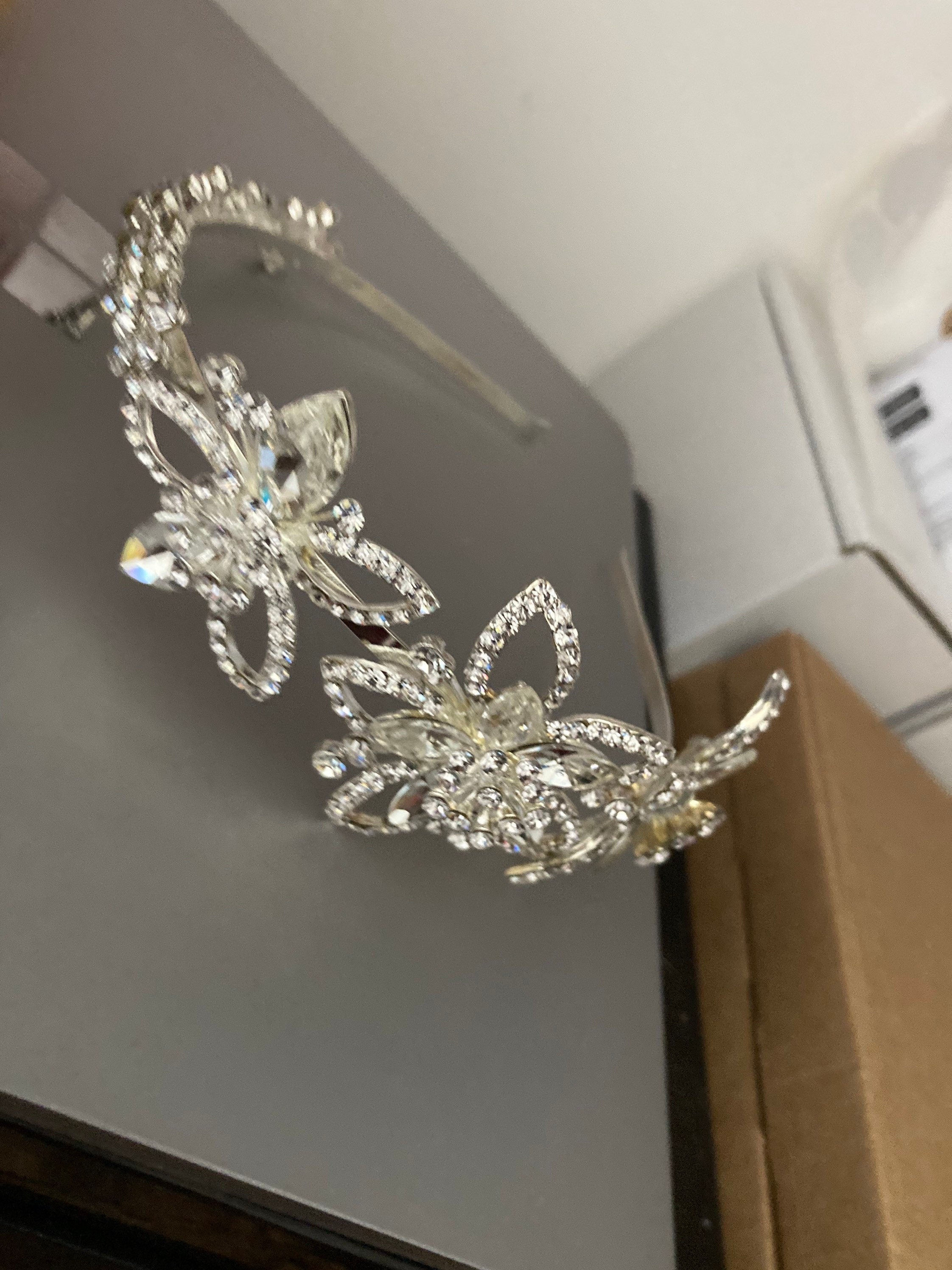 silver gilt gold tone clear crystal rhinestone ladies girls tiara