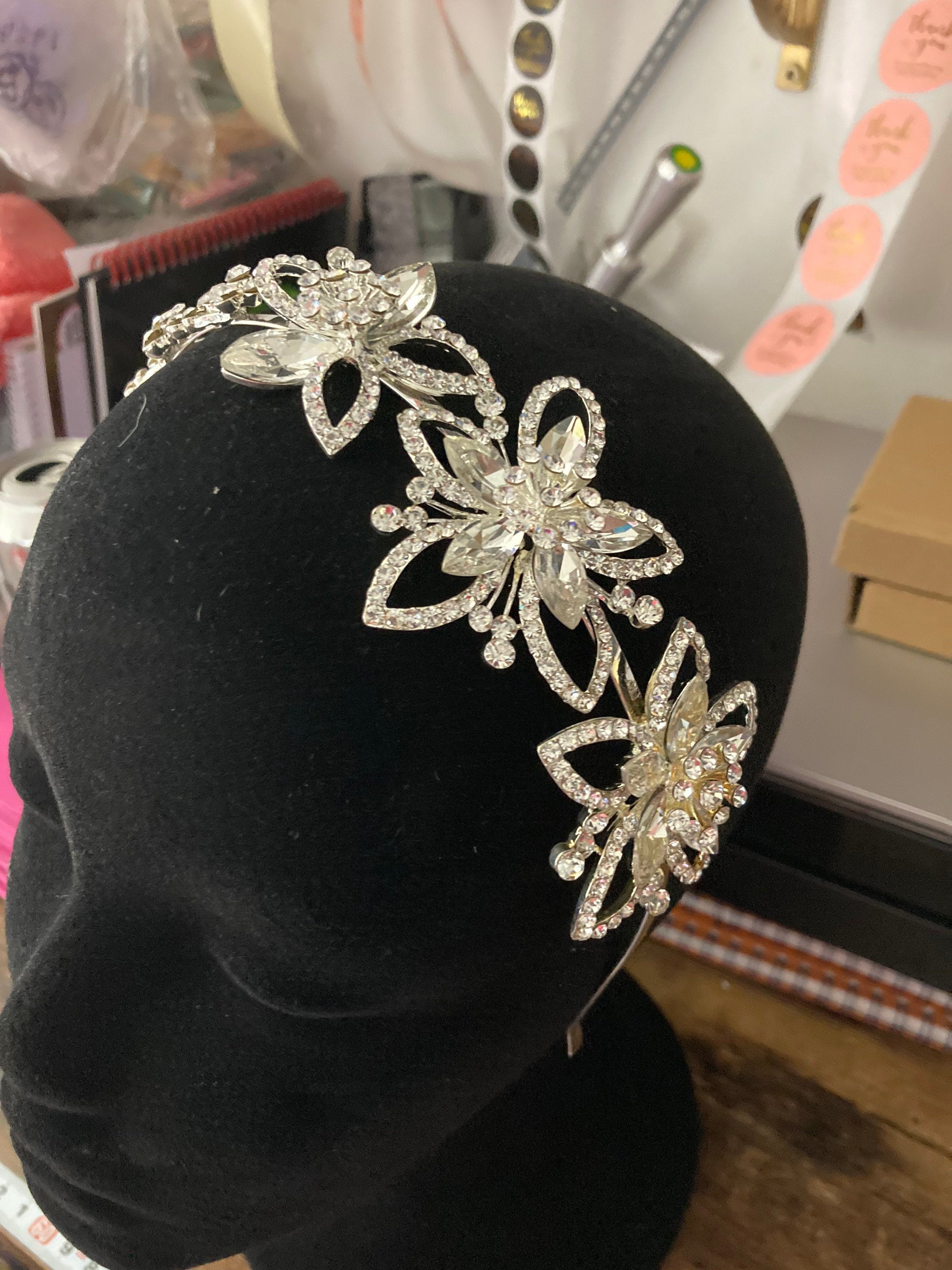 silver gilt gold tone clear crystal rhinestone ladies girls tiara