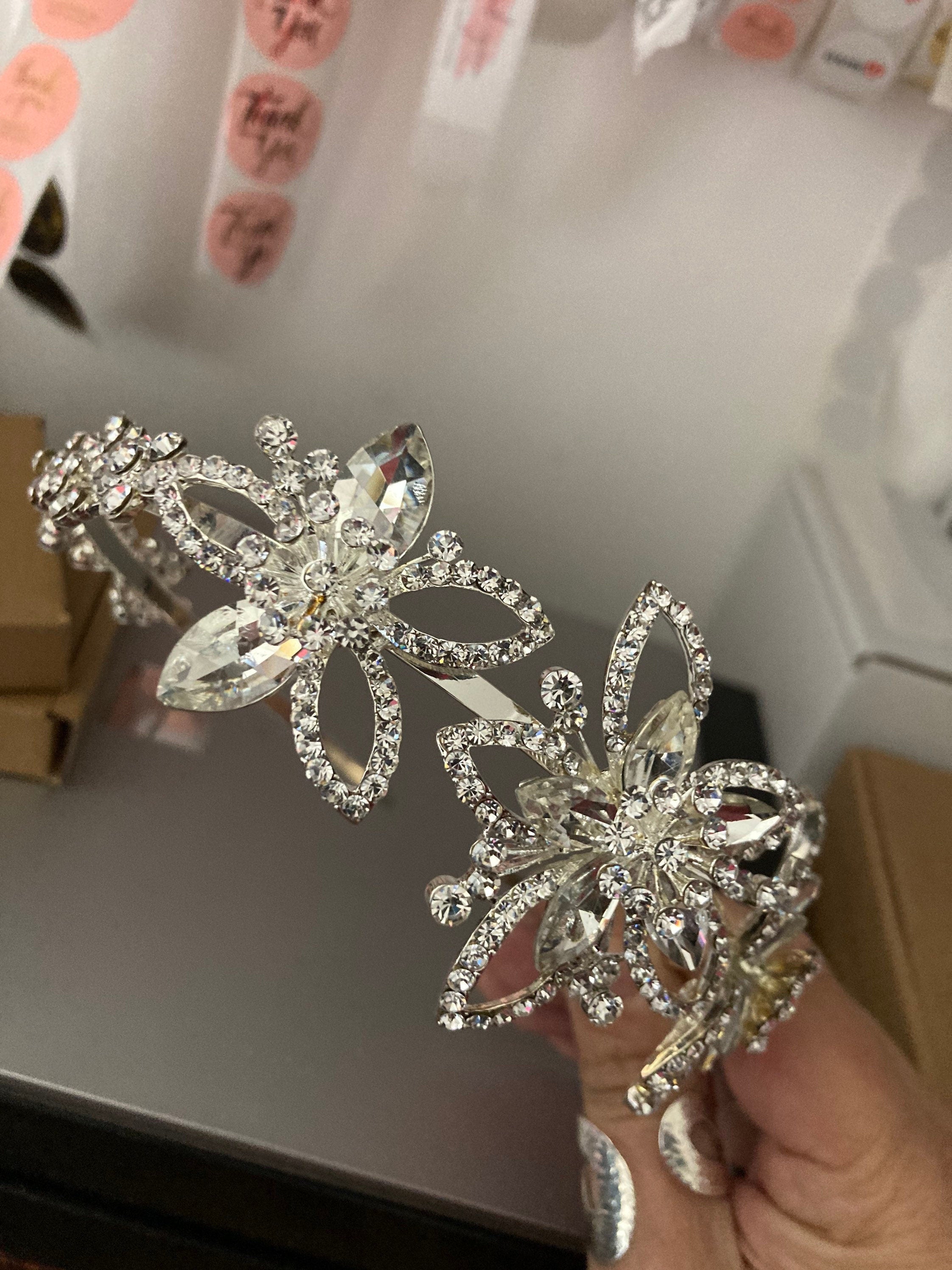 silver gilt gold tone clear crystal rhinestone ladies girls tiara