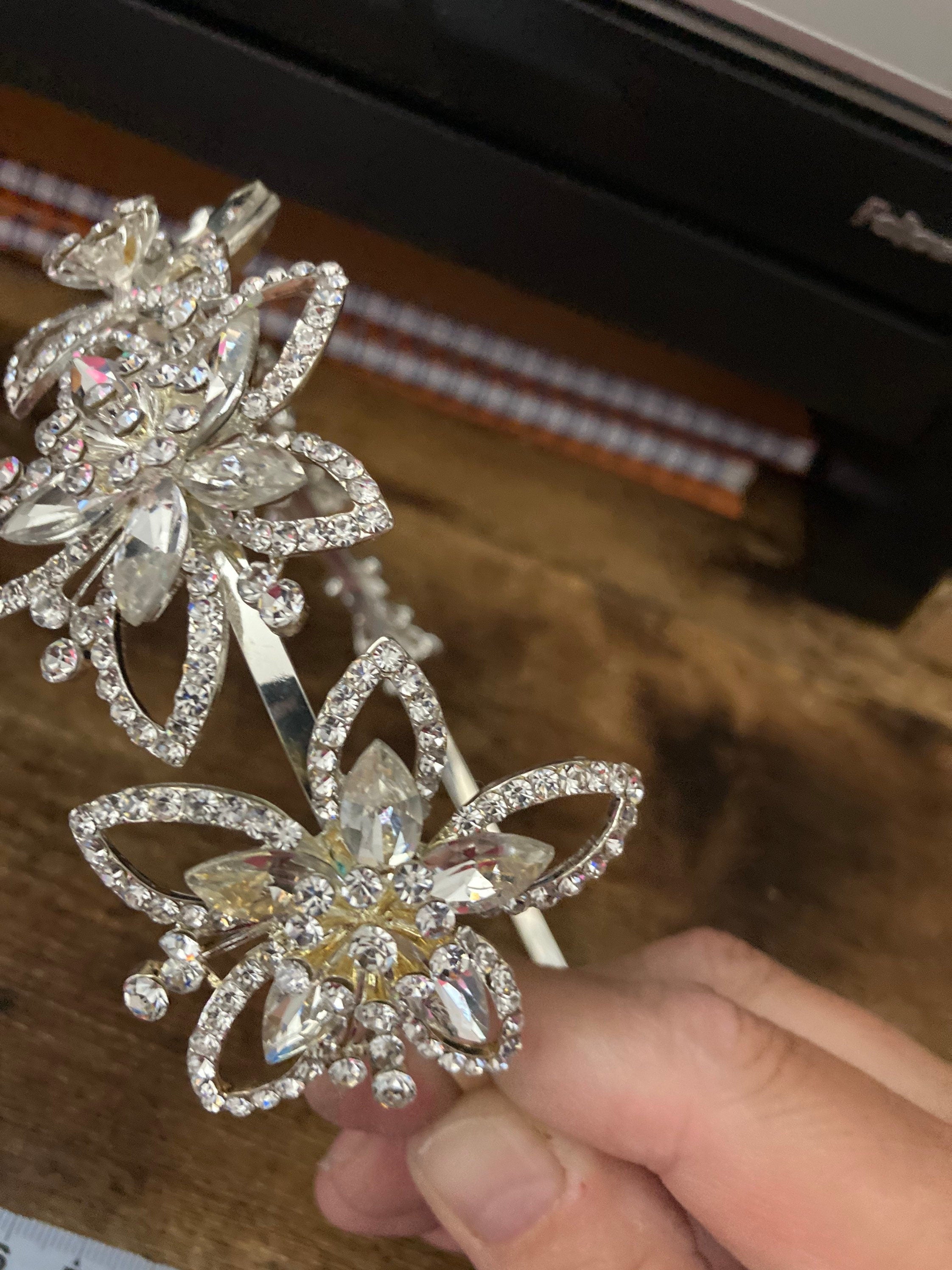silver gilt gold tone clear crystal rhinestone ladies girls tiara
