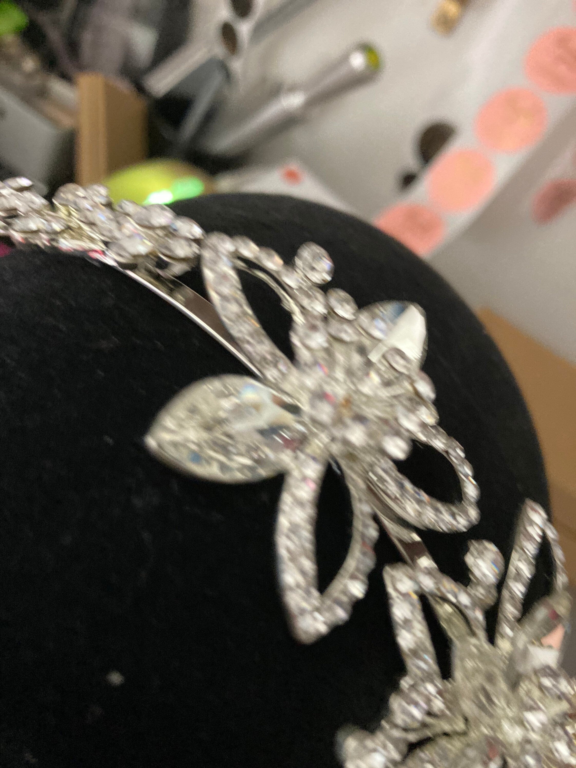 silver gilt gold tone clear crystal rhinestone ladies girls tiara
