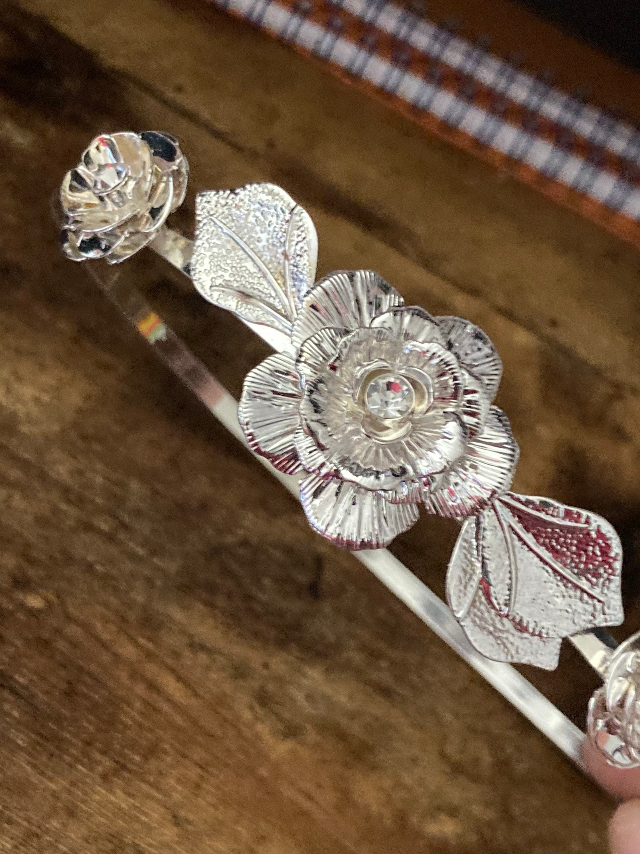 silver tone clear crystal rhinestone ladies girls tiara