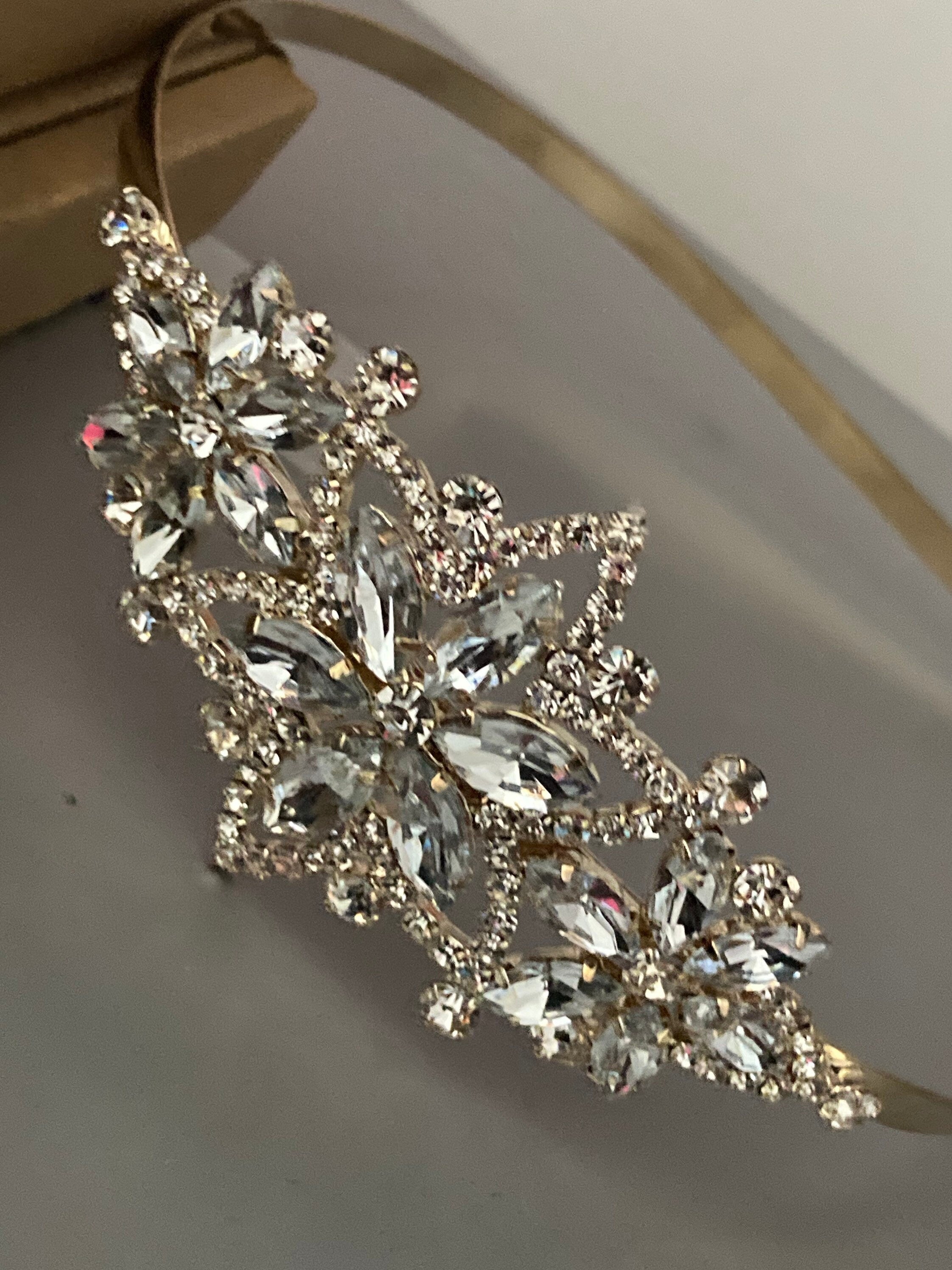 gold tone clear crystal rhinestone ladies girls tiara