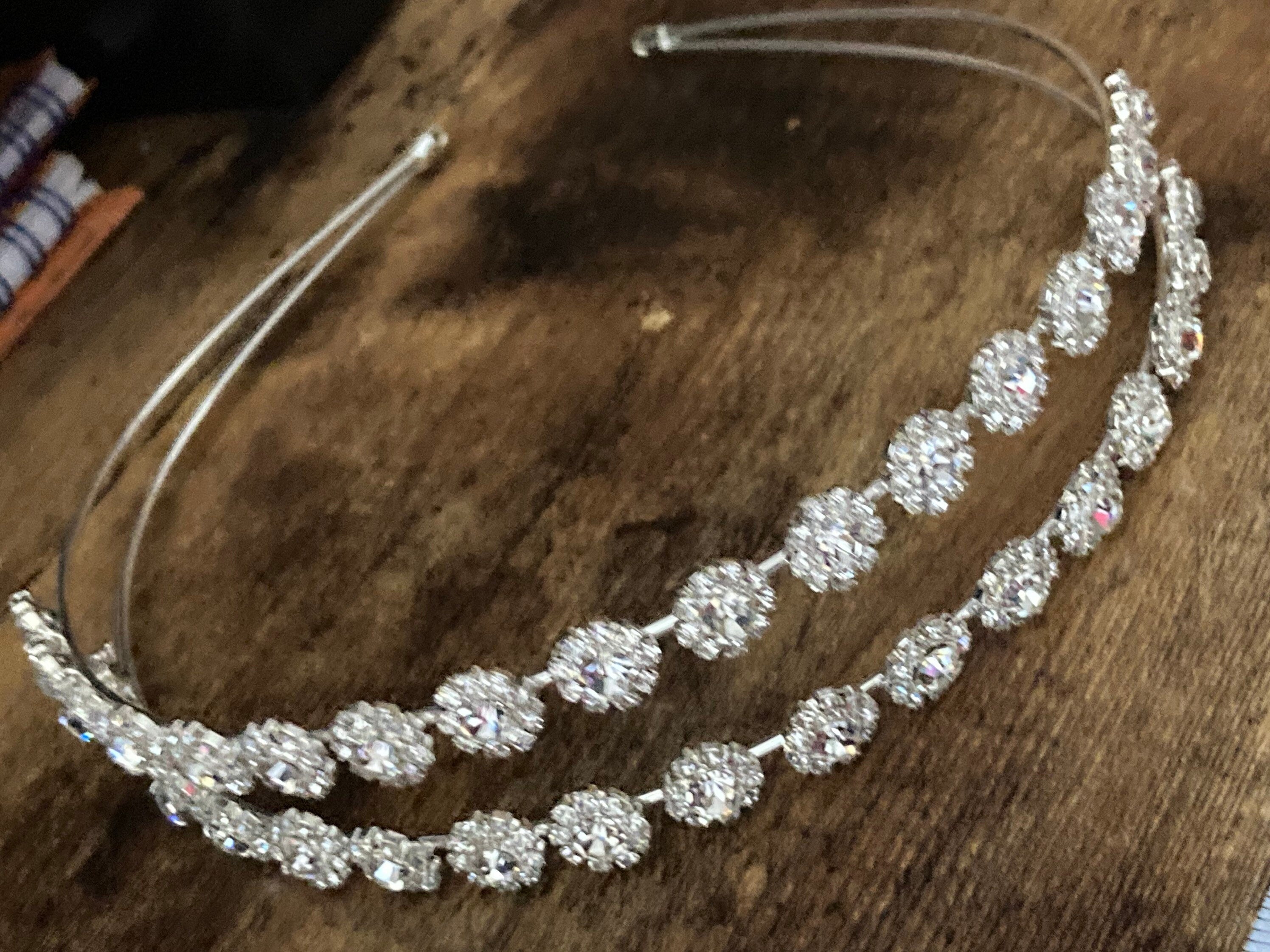 silver tone clear crystal rhinestone ladies girls tiara