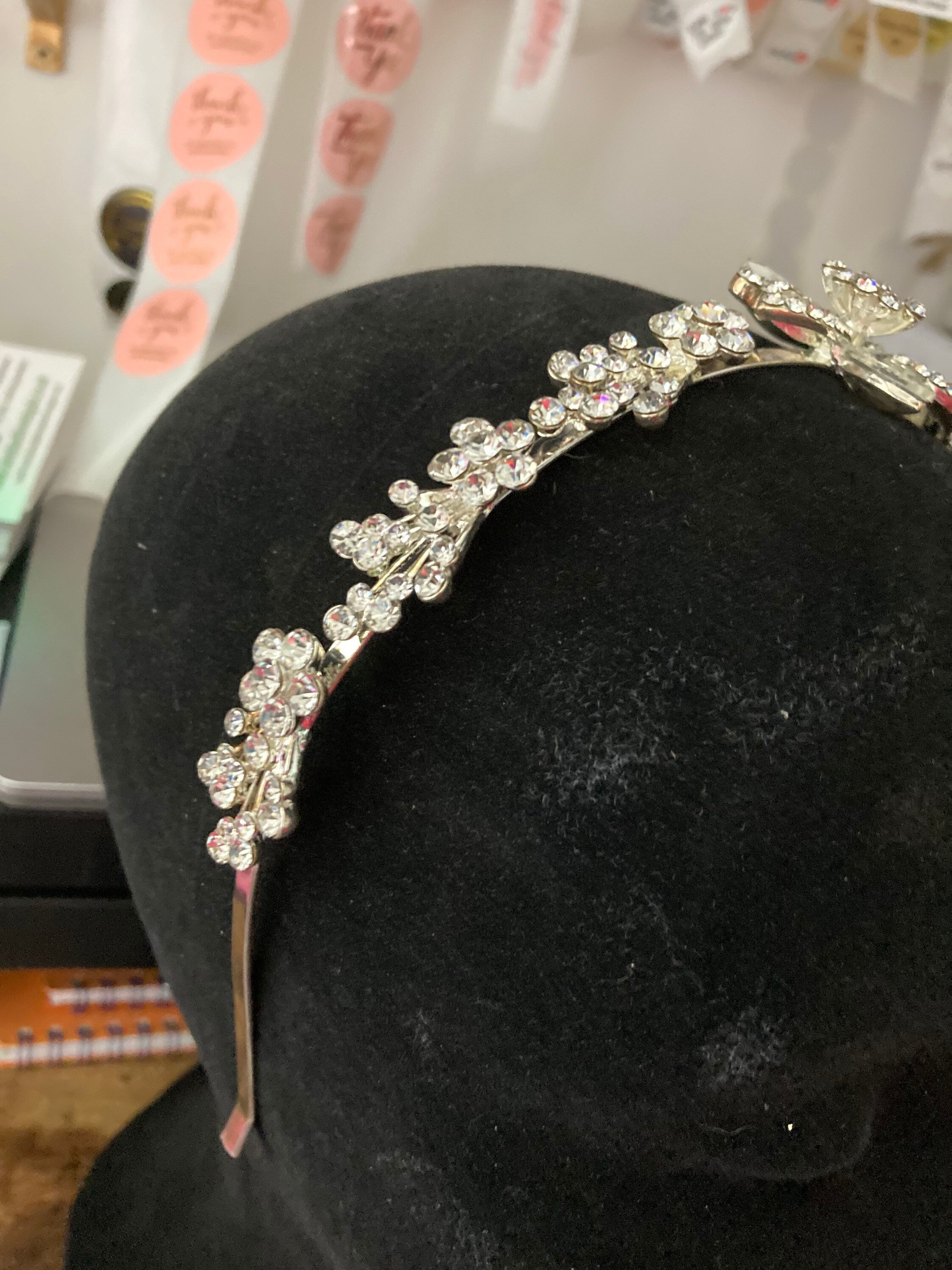 silver gilt gold tone clear crystal rhinestone ladies girls tiara