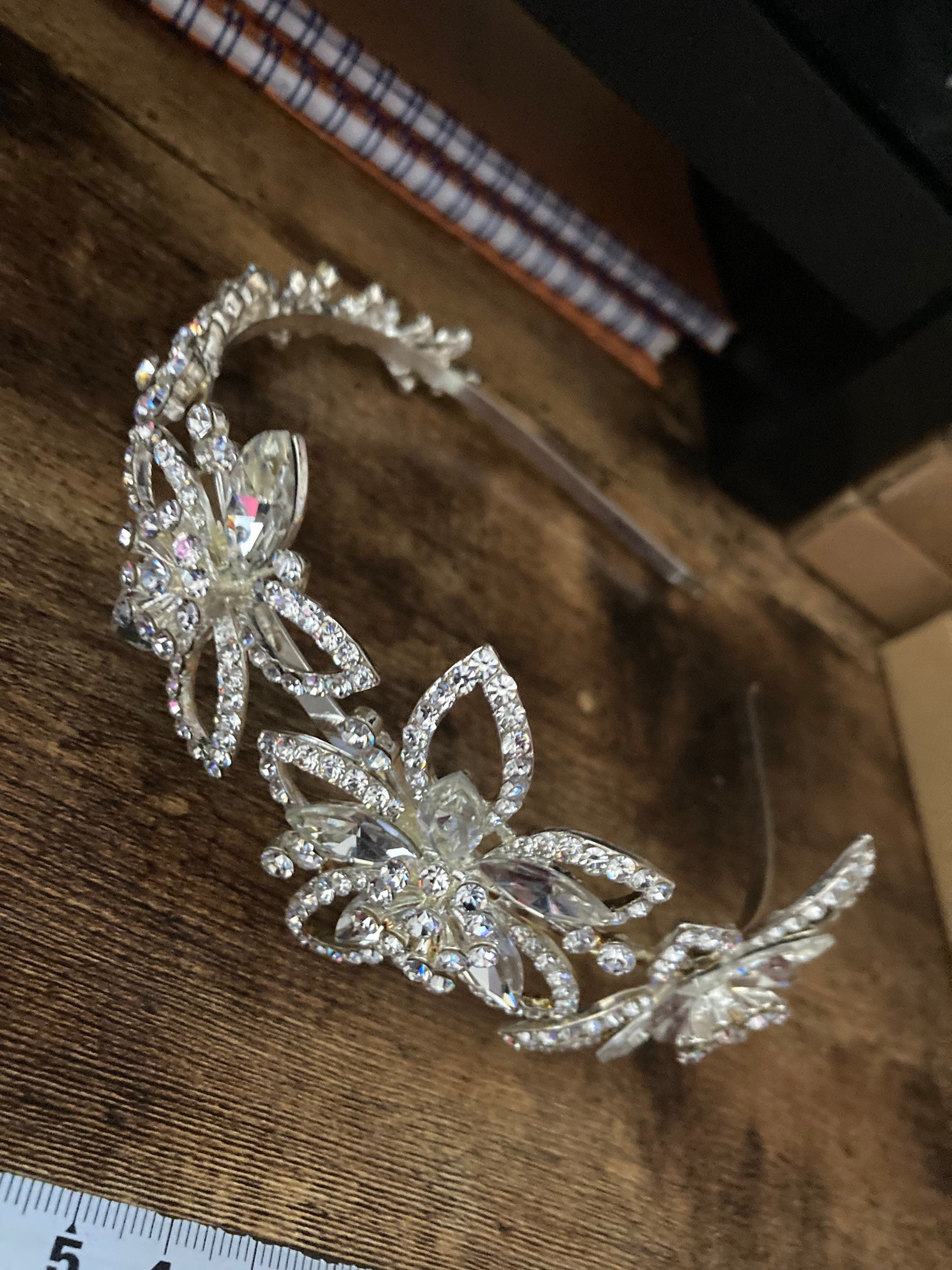 silver gilt gold tone clear crystal rhinestone ladies girls tiara