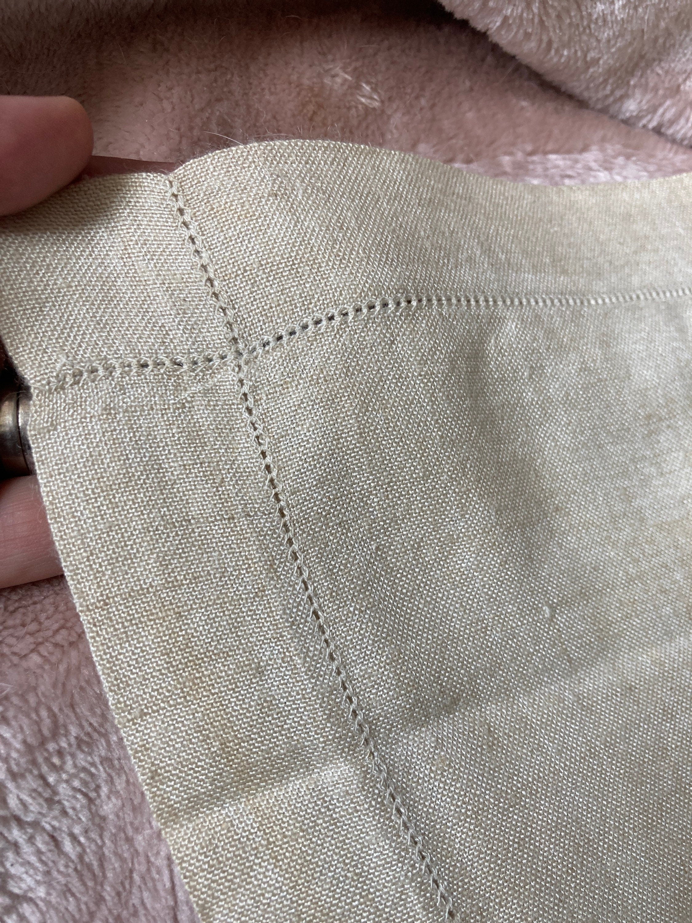 Crinoline lady Vintage beige square hand embroidered linen pillow cushion cover 18 inch