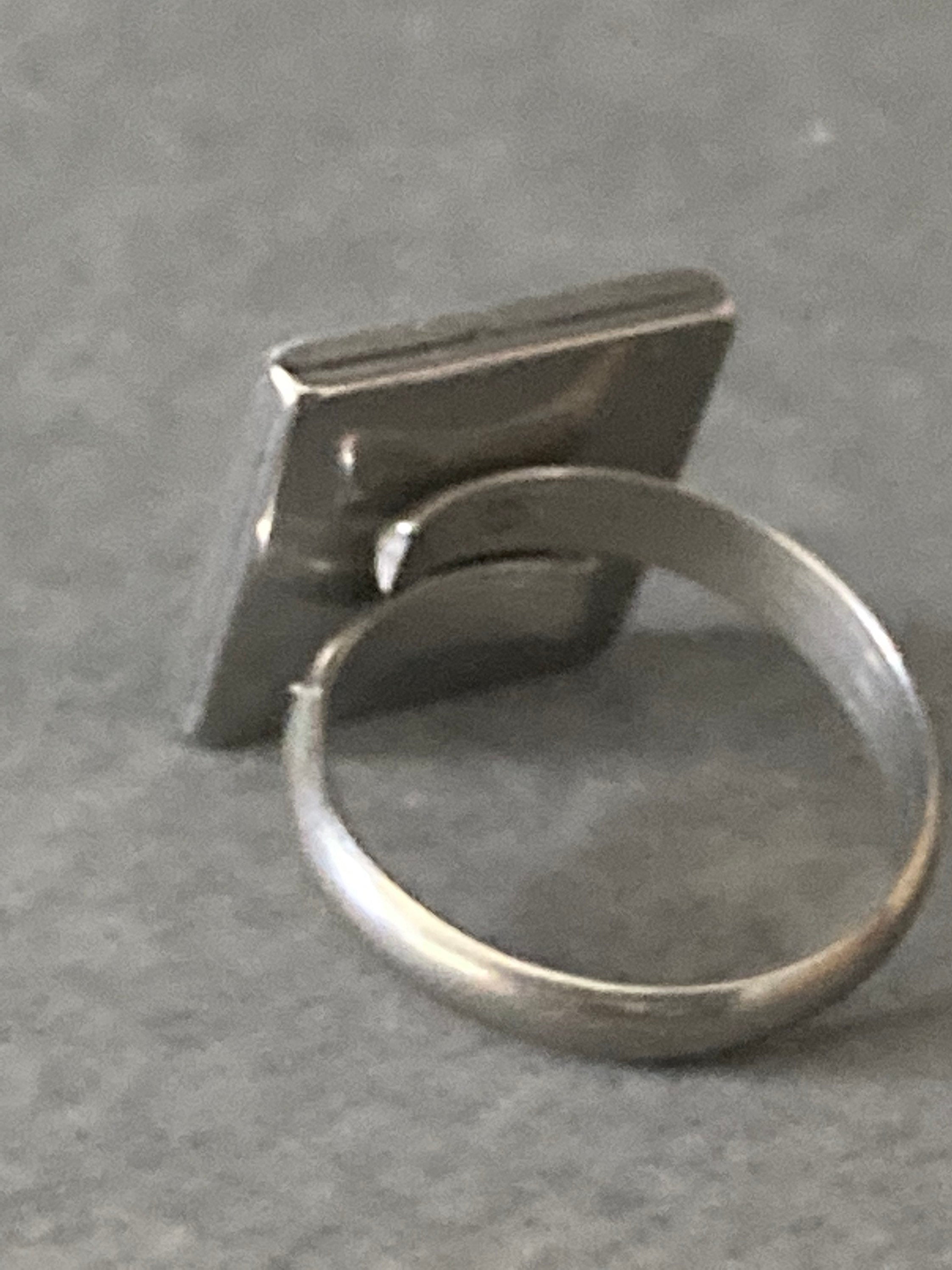 stainless steel square glass tile silver dress ring arts and crafts