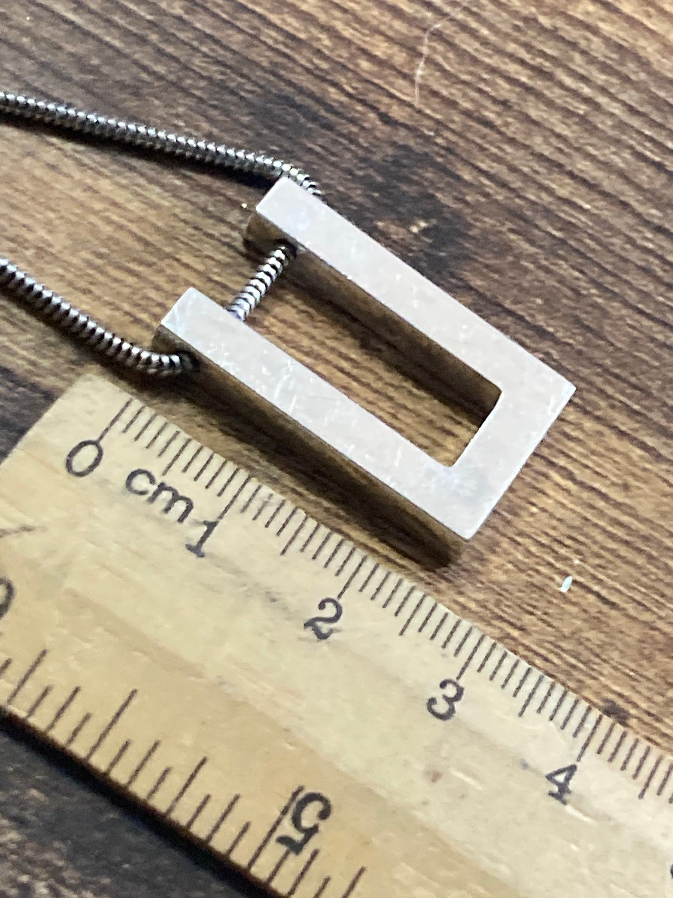 Signed SIDNEY CARRON Paris silver tone pendant and chain French designer minimalist