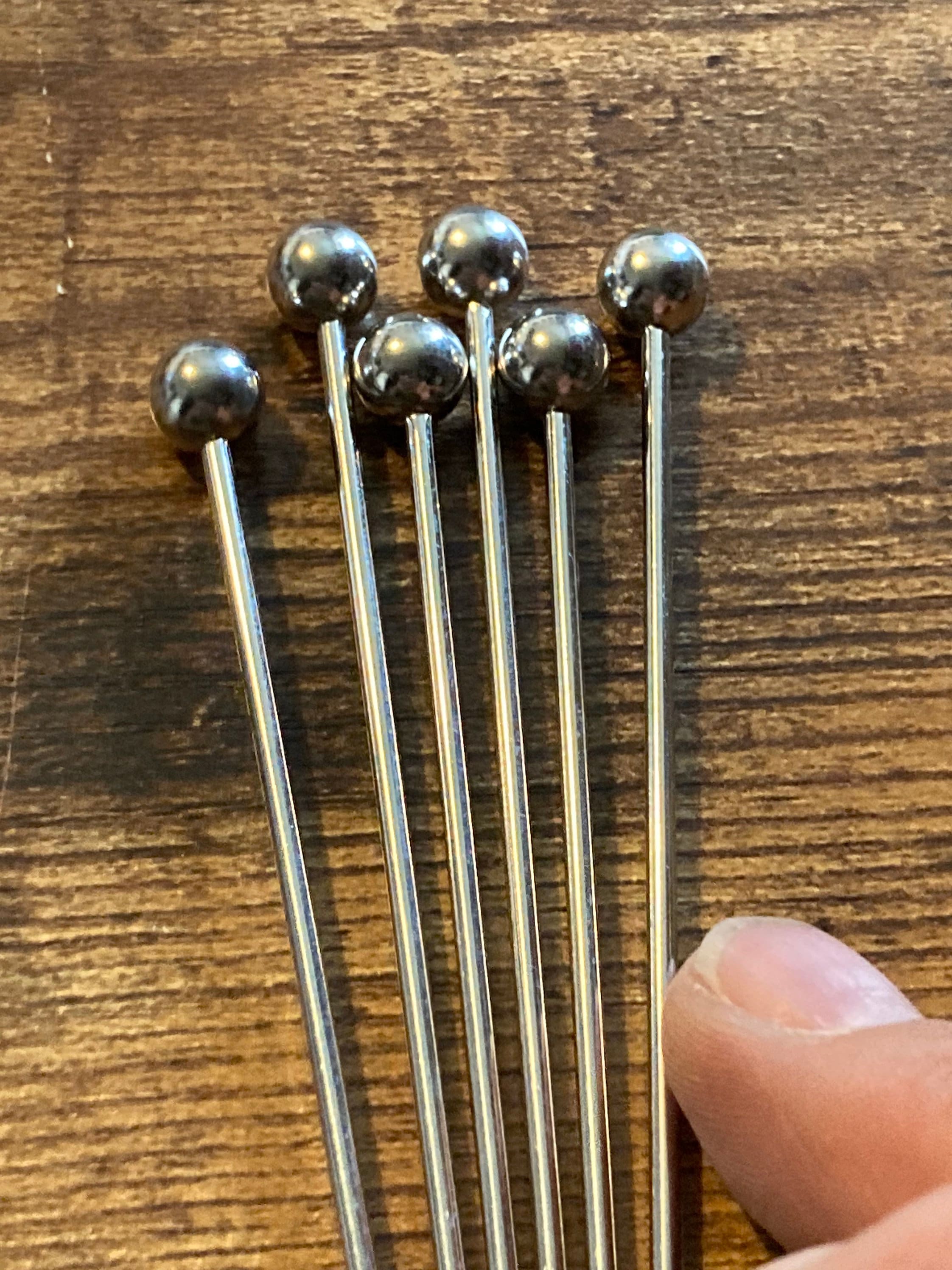 Stainless Steel Cocktail Picks: Vintage Bar Cherry & Olive Skewers (Set of 6)