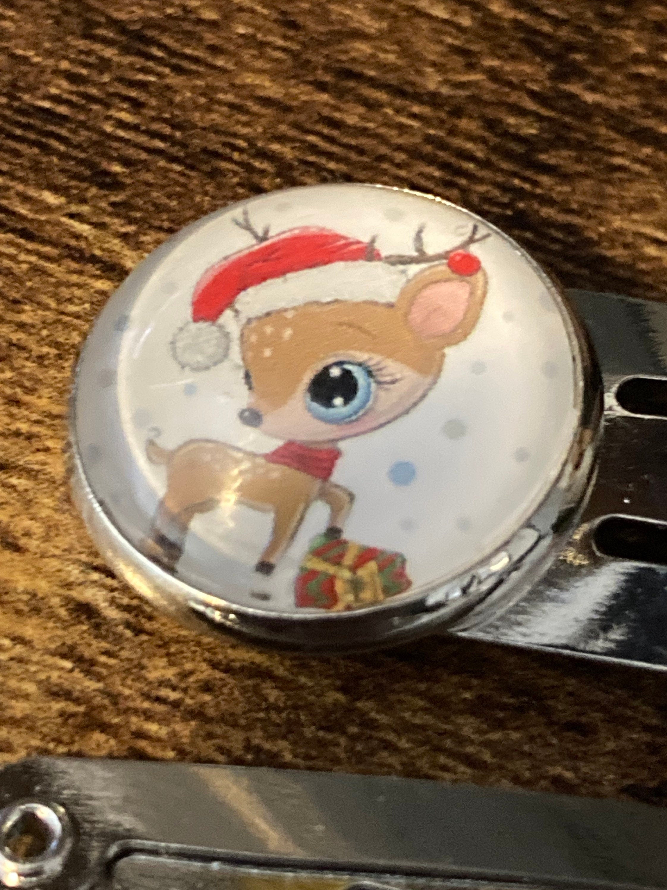 Pair of 2 silver Christmas reindeer hair slides