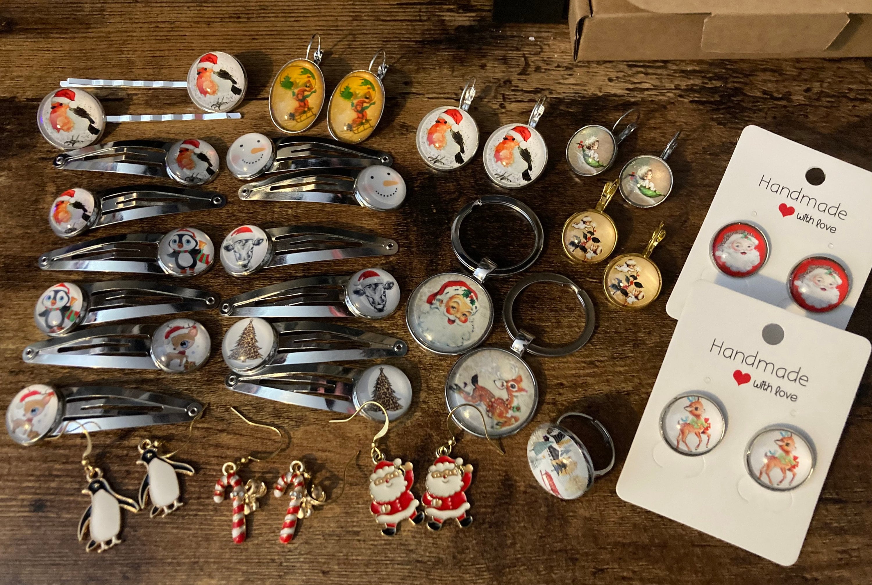 Hygge nordic style winter snow scene drop earrings