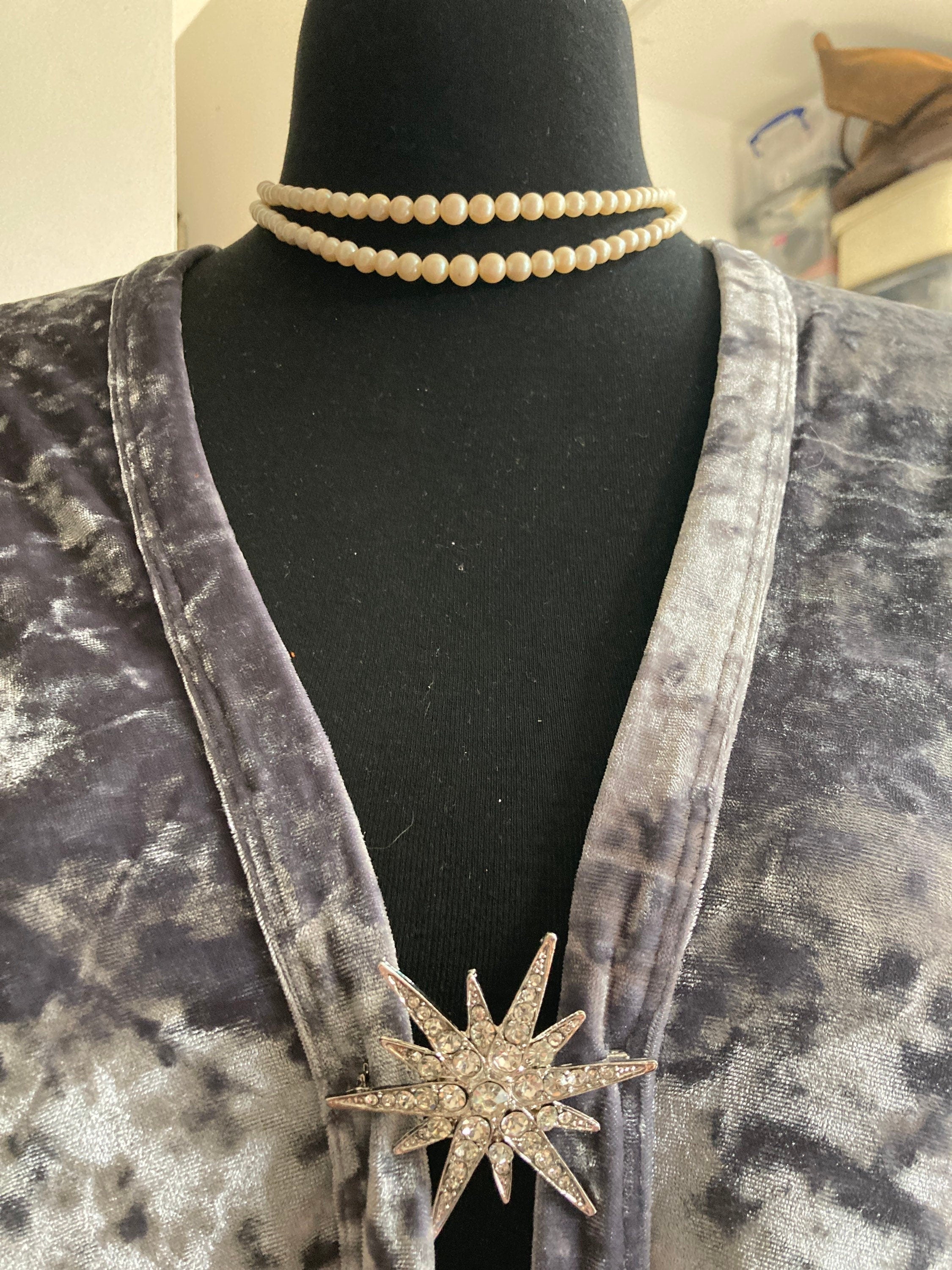 vintage 2 row cream glass pearl necklace with ornate 925 sterling silver clasp 43cm