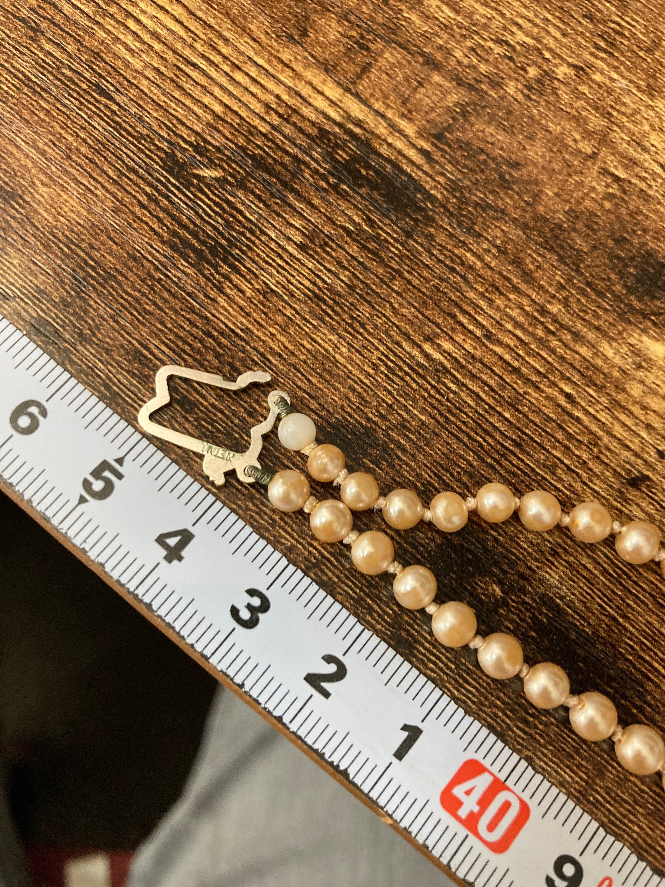 Vintage Cream Glass Pearl Necklace: Sterling Silver Clasp, Bridal Jewelry