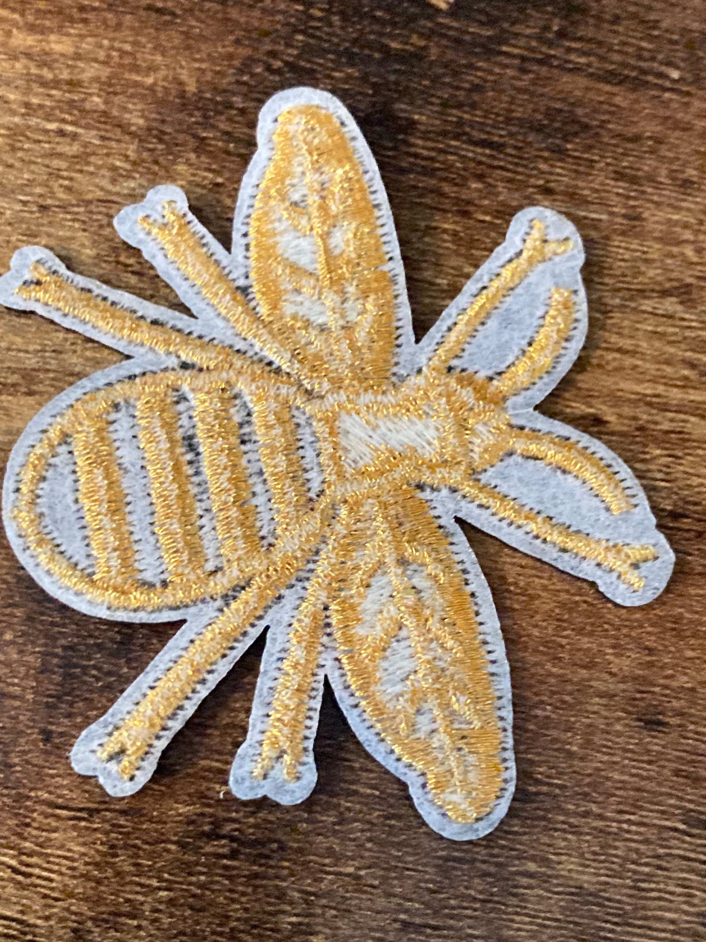 Small Iron On bumble BEE Patch, Black and Gold appliqué craft