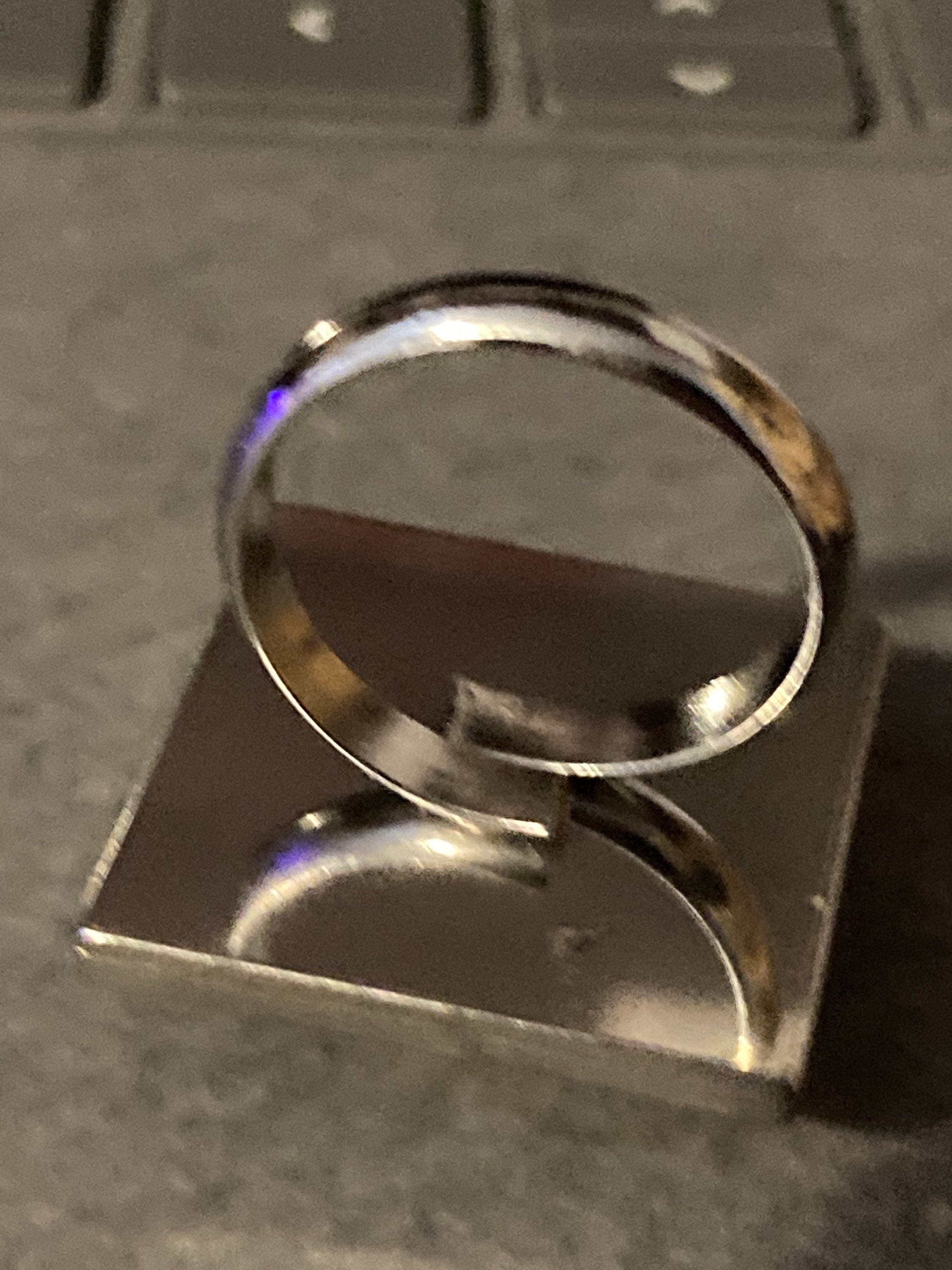 Victorian Tile Ring: Oversized Silver Tone Art Nouveau Adjustable Ring