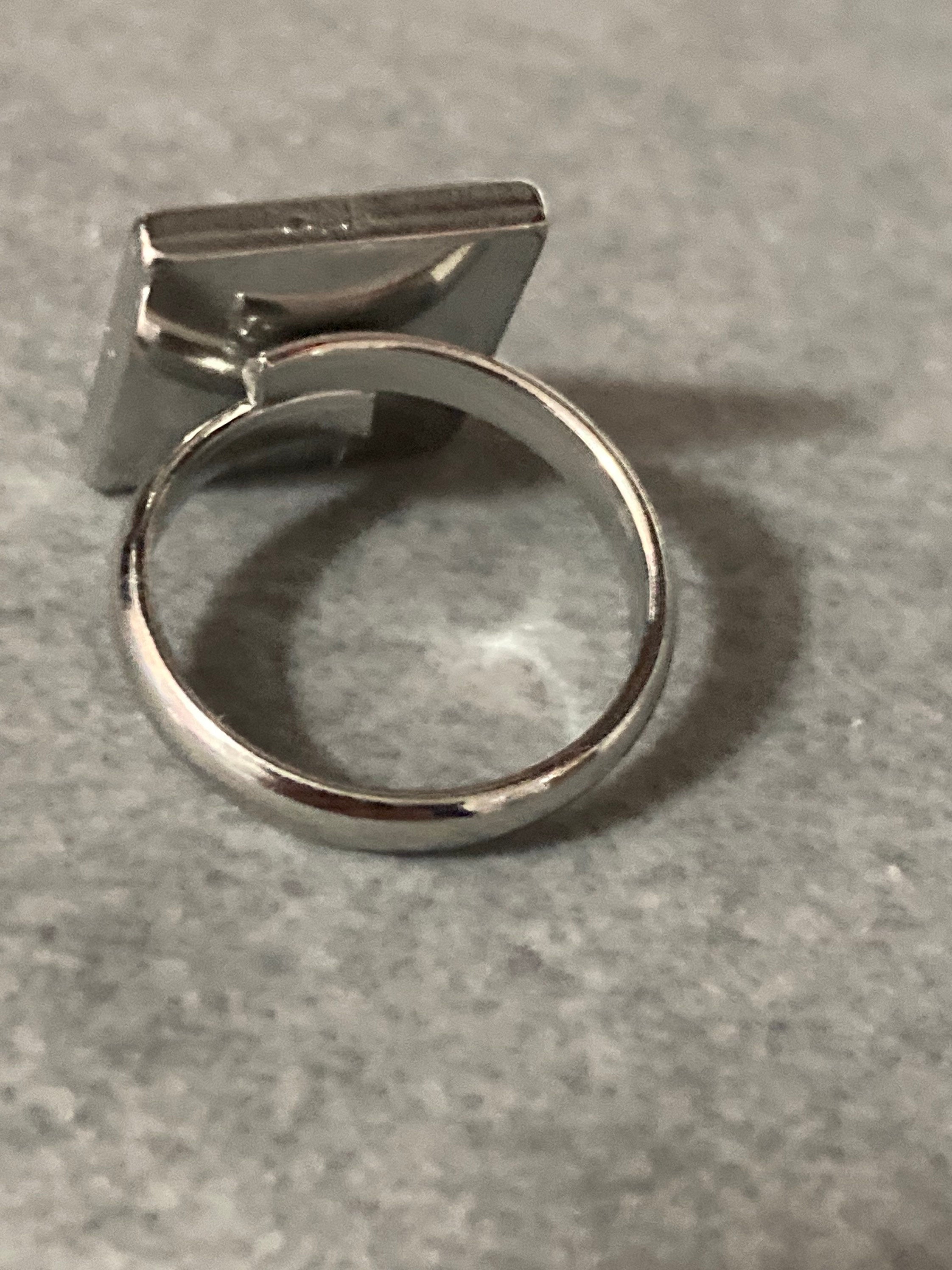 art nouveau style floral ring 12.5mm stainless steel square tile glass cabochon adjustable size