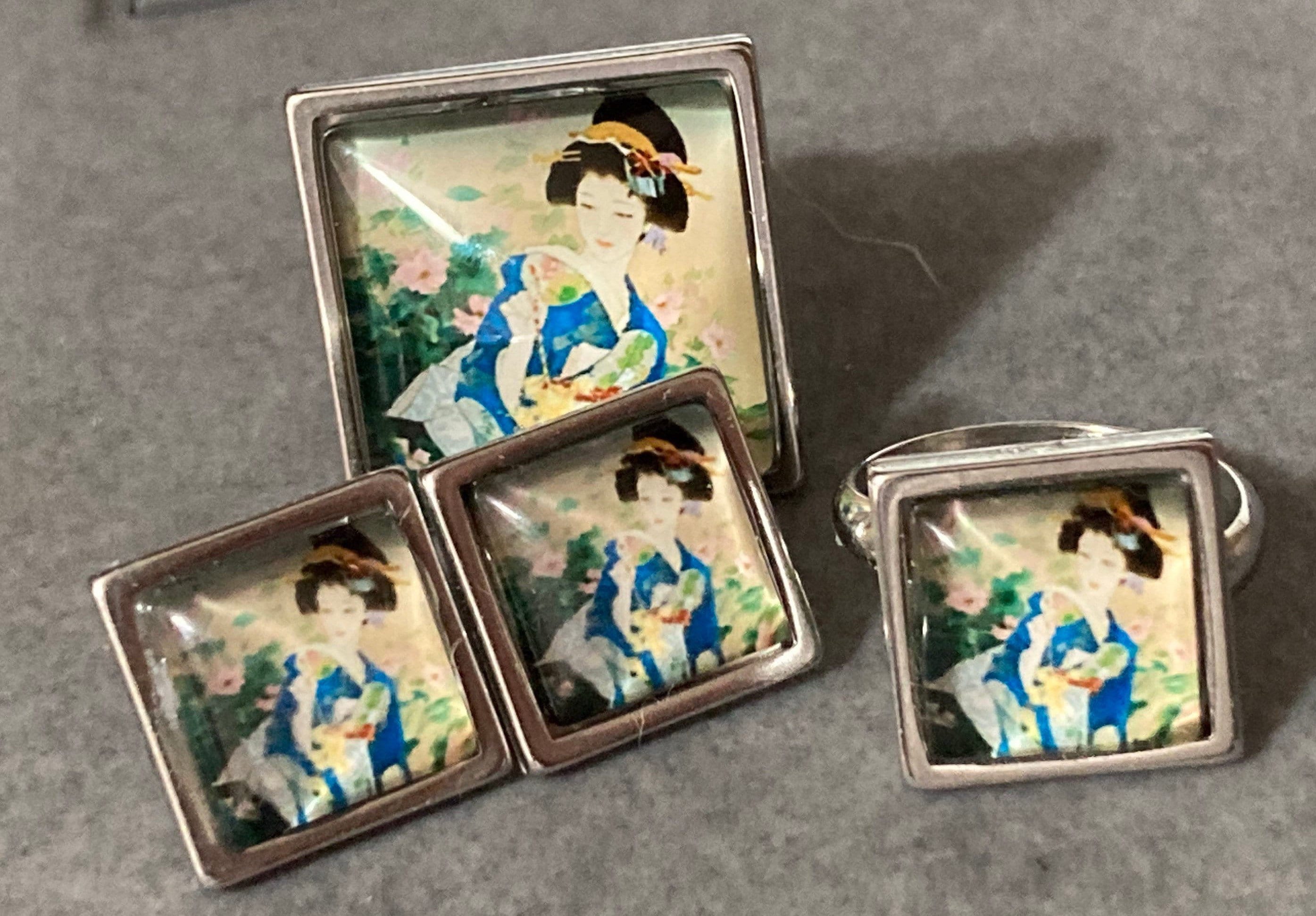 Japanese pink cherry blossom ring adjustable size N O P Q R S